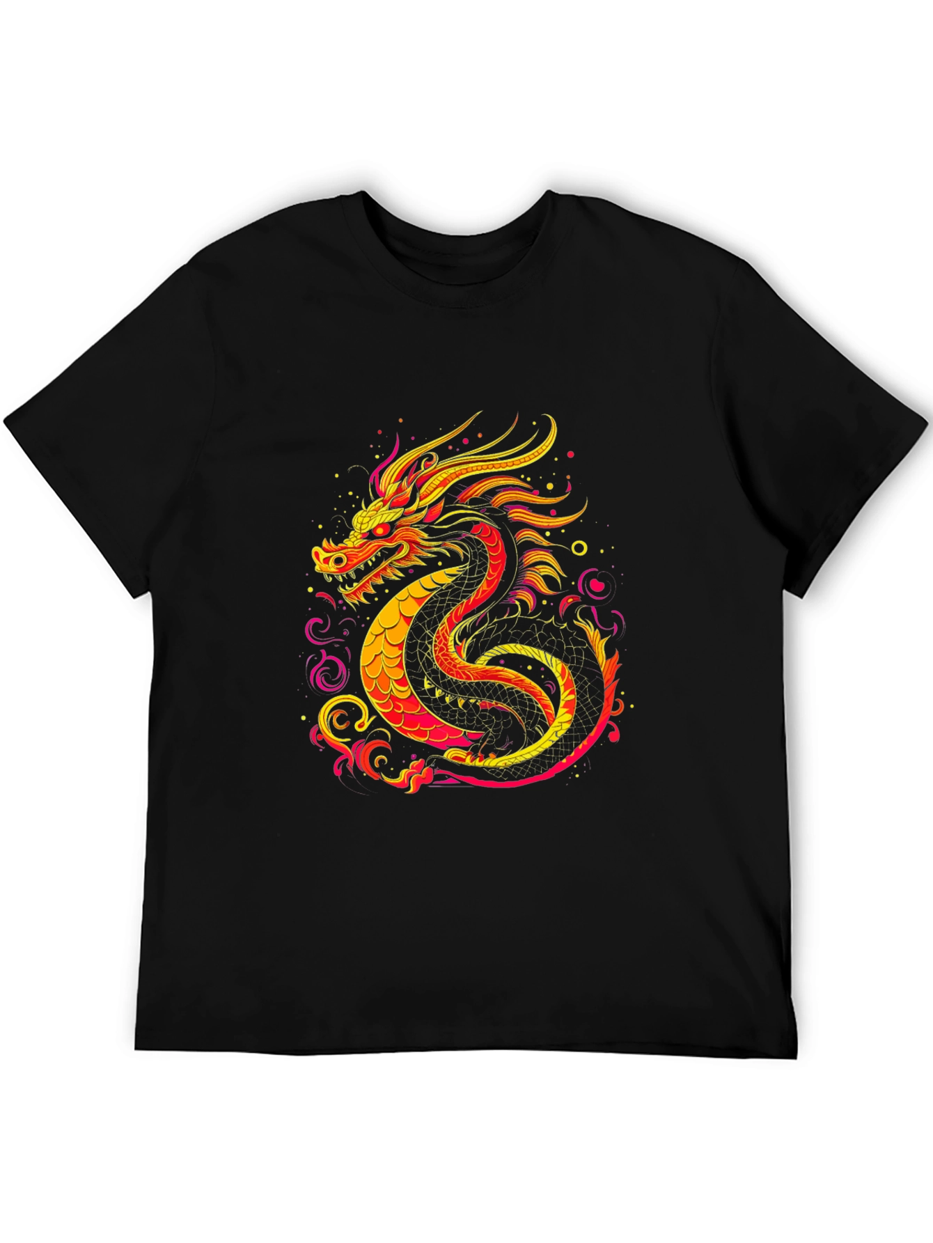 Black Fiery Dragon Graphic Tee - Bold Statement Shirt view 5