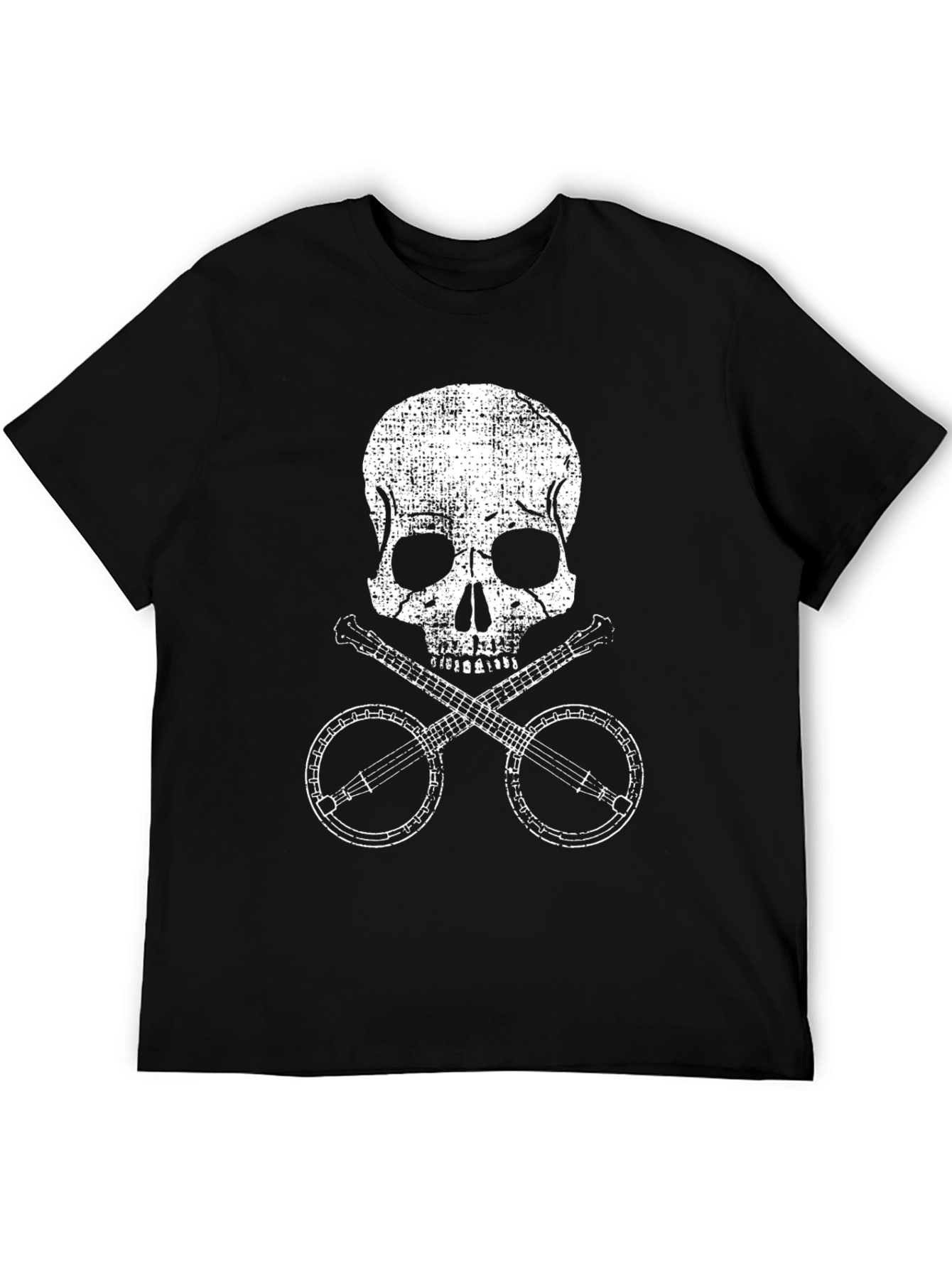 Black Skull & Banjo T-Shirt - Vintage Music Tee view 5