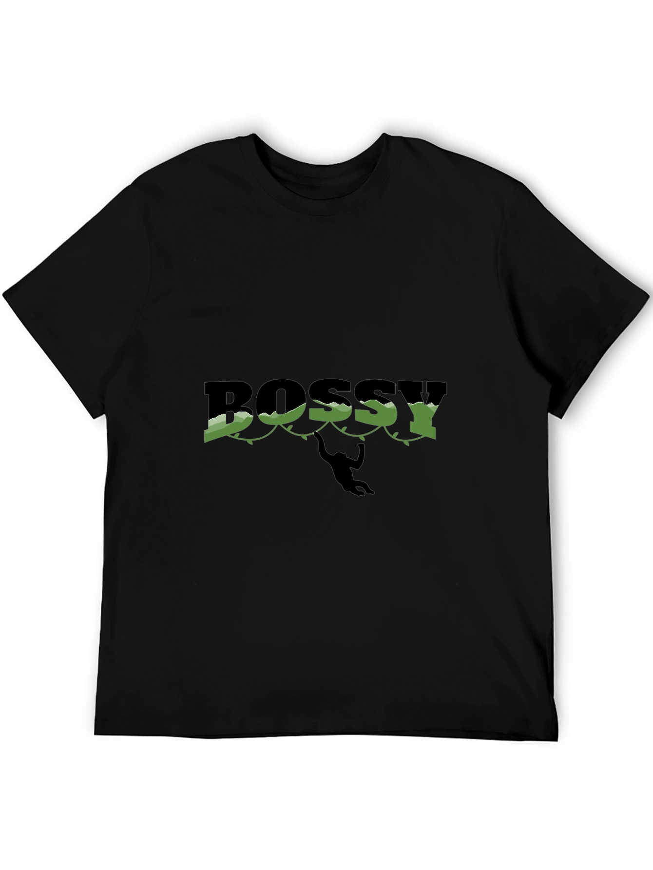 Black Bossy Monkey Graphic Tee - Black Crew Neck T-Shirt view 5