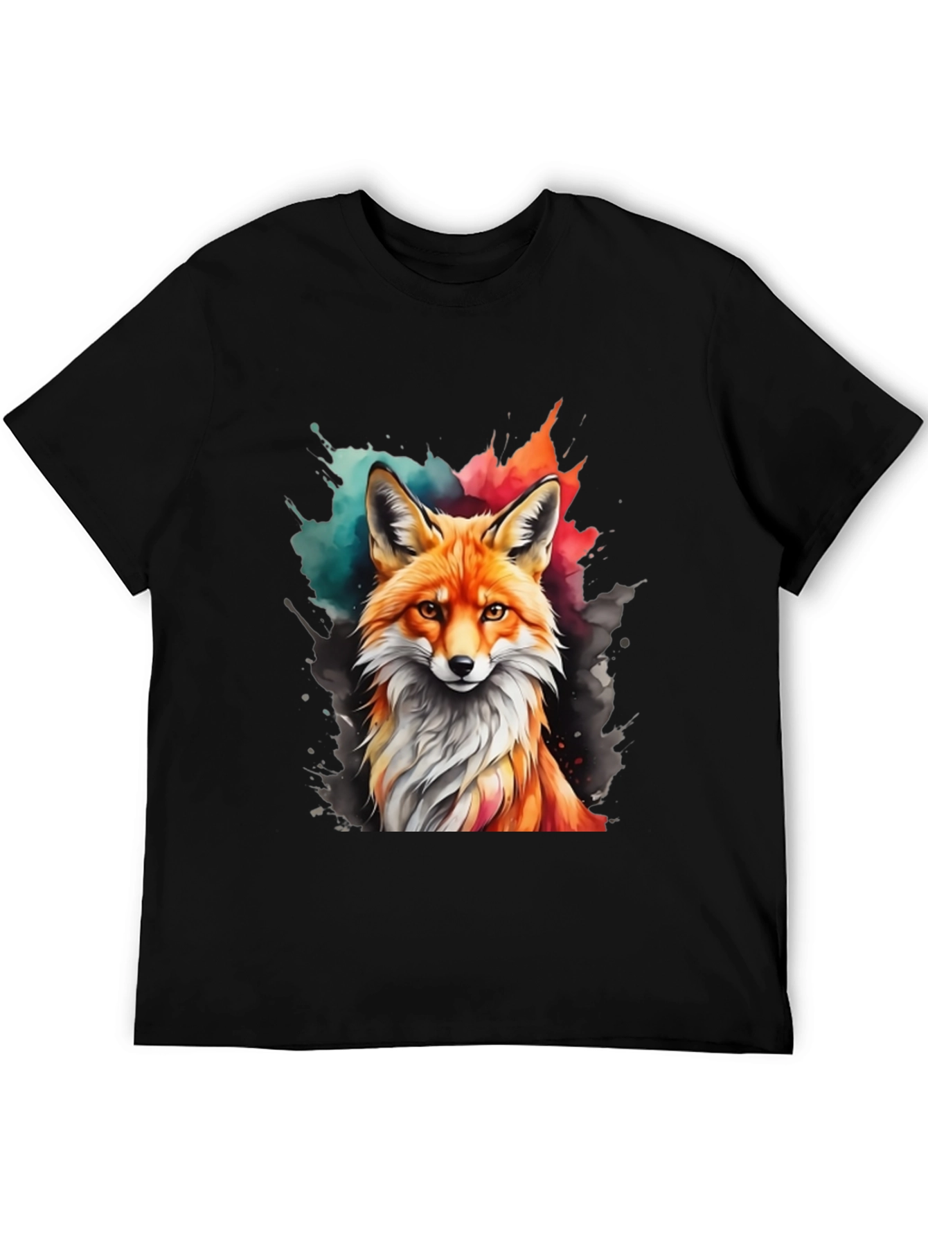 Black Watercolor Fox Graphic Tee view 5