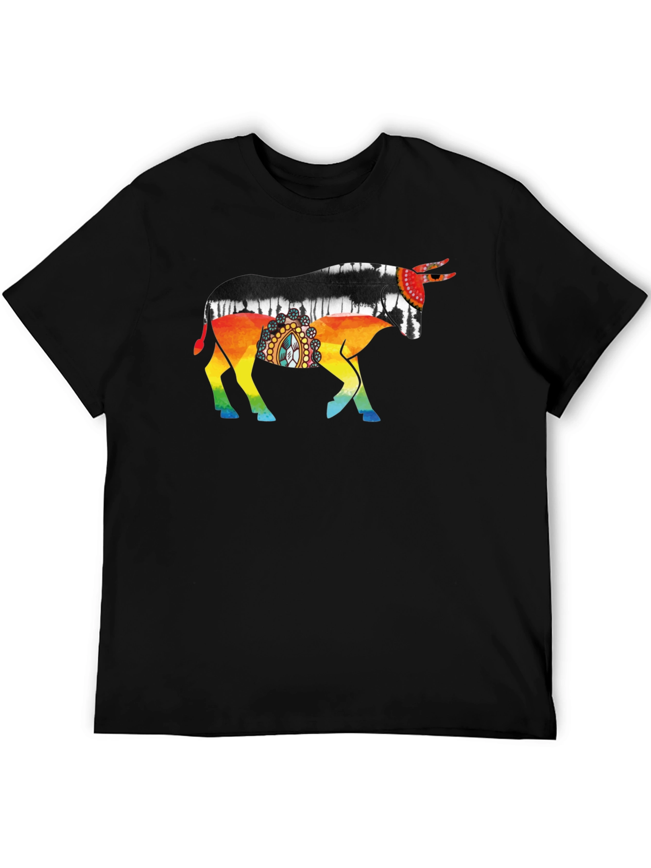 Black Vibrant Bull Graphic Tee - Black view 5