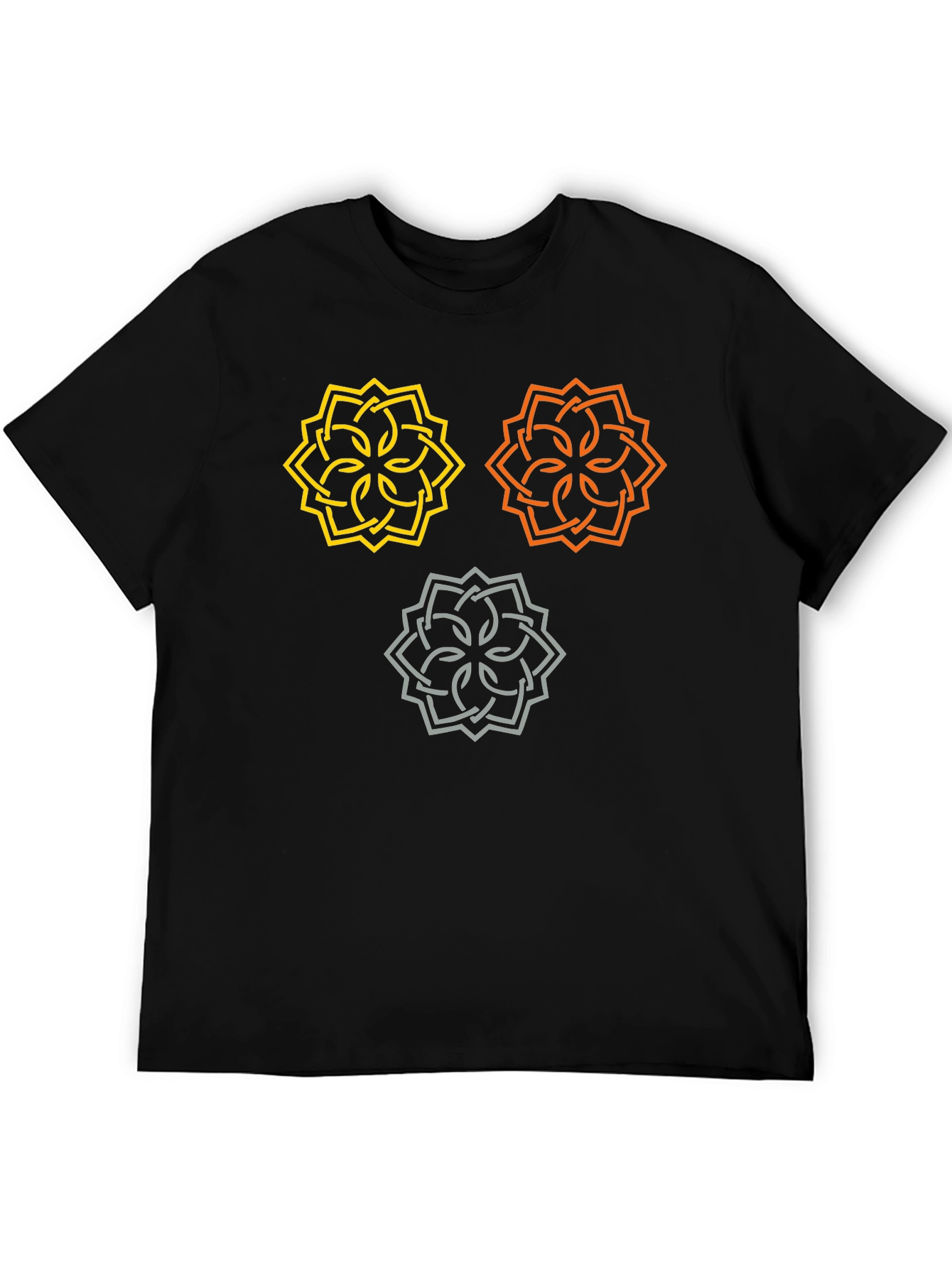 Black Geometric Knotwork Design T-Shirt view 5
