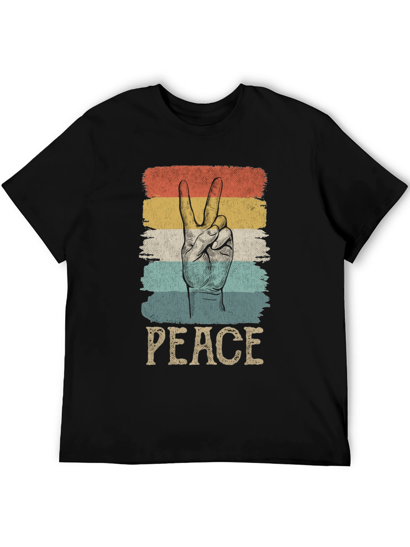 Black Retro Peace Sign T-Shirt view 5