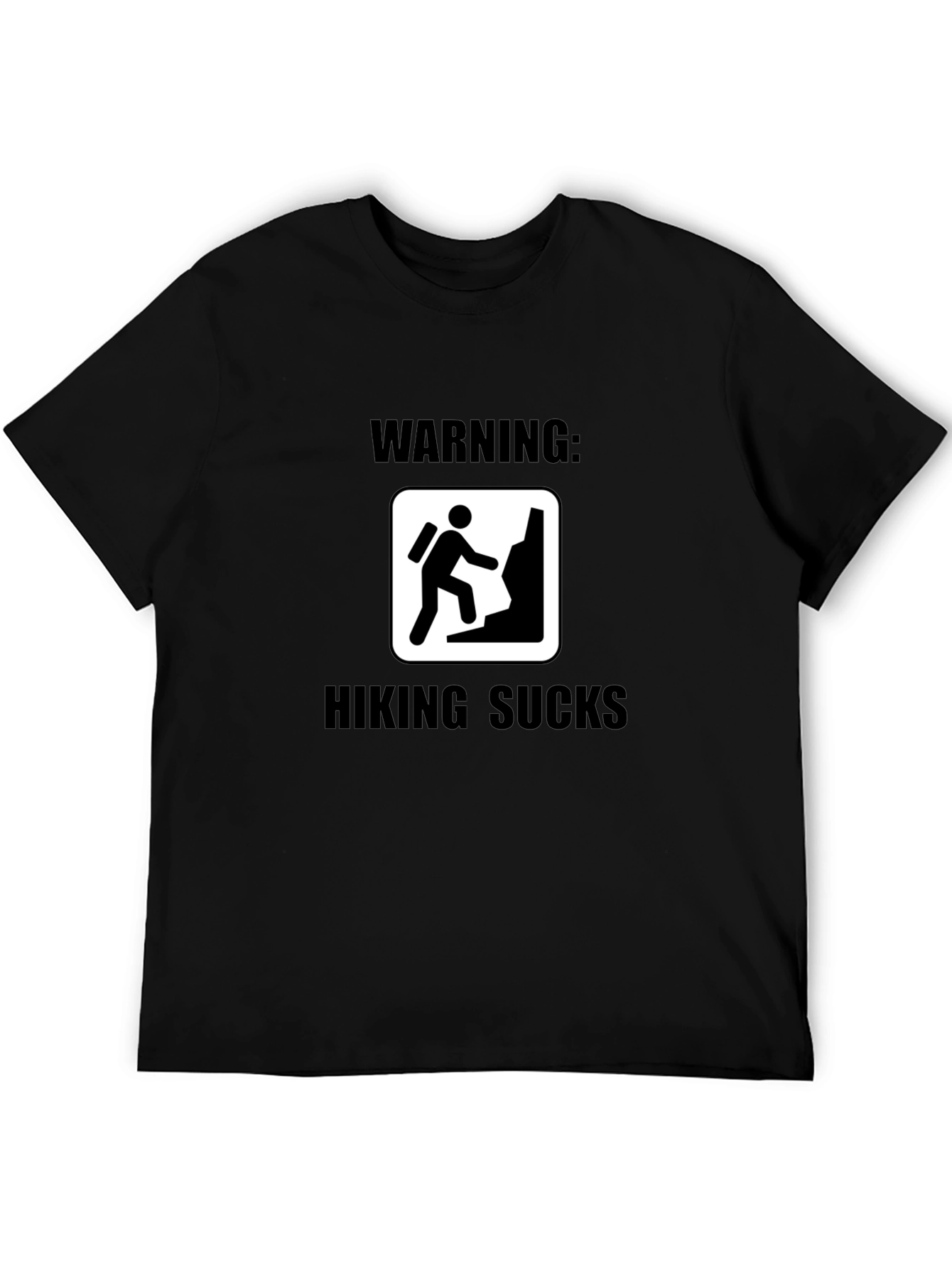 Black Warning: Hiking Sucks Black T-Shirt view 5