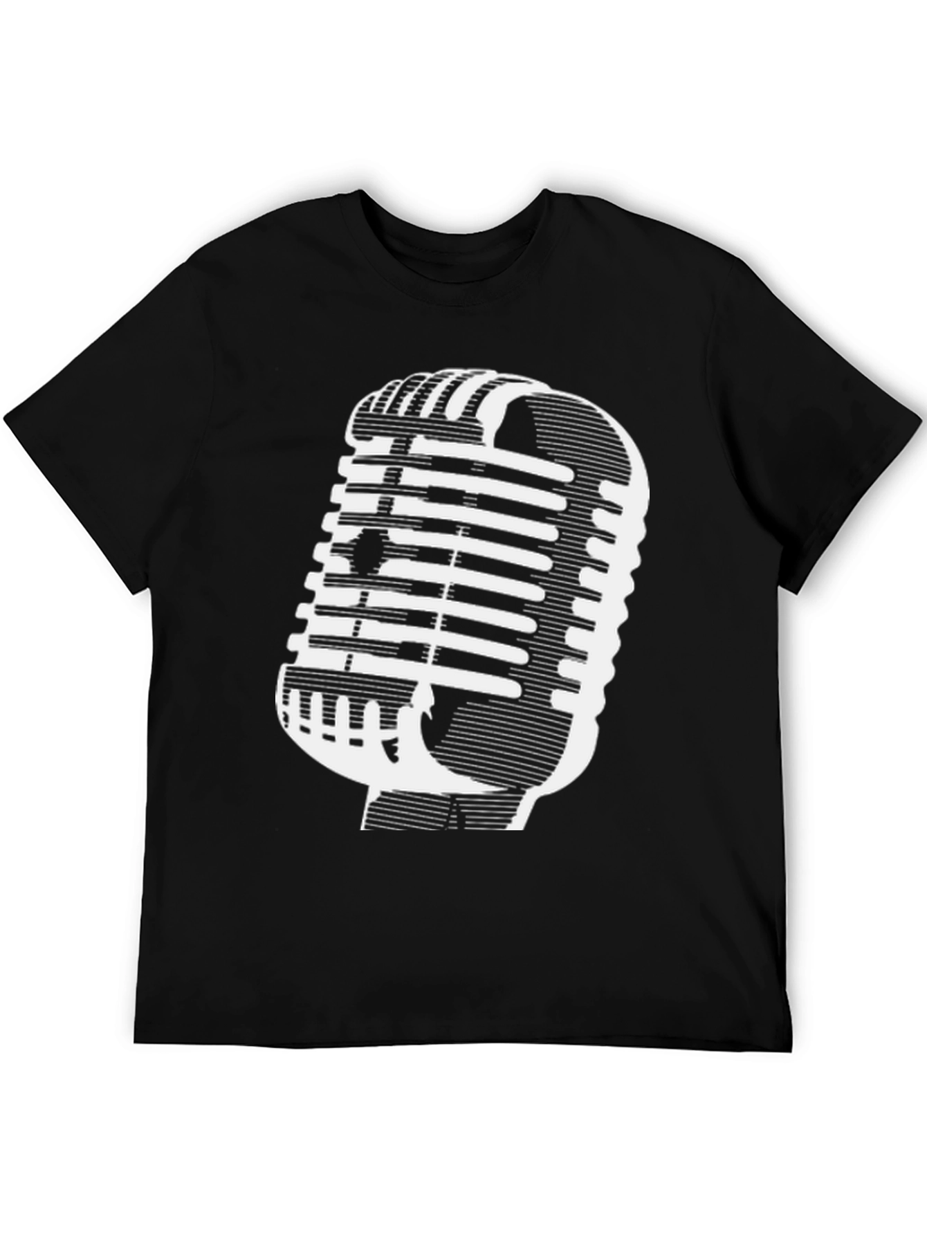 Black Vintage Microphone Graphic Tee - Classic Style view 5