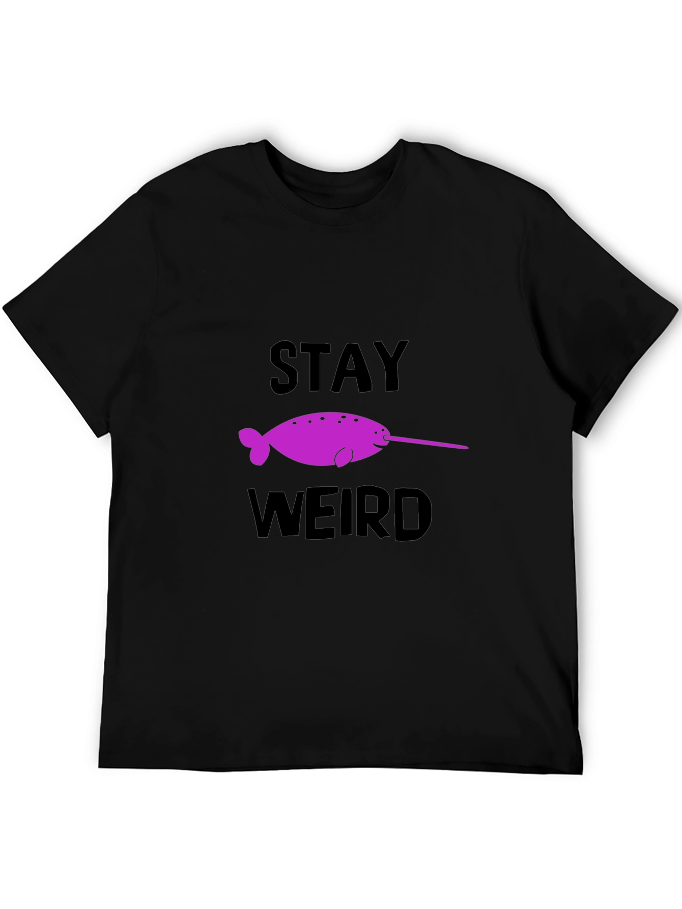 Black Stay Weird Narwhal Graphic T-Shirt view 5