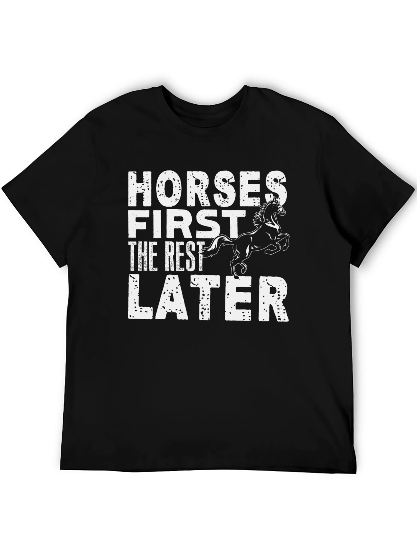 Black Horses First Men's Black Graphic T-Shirt view 5