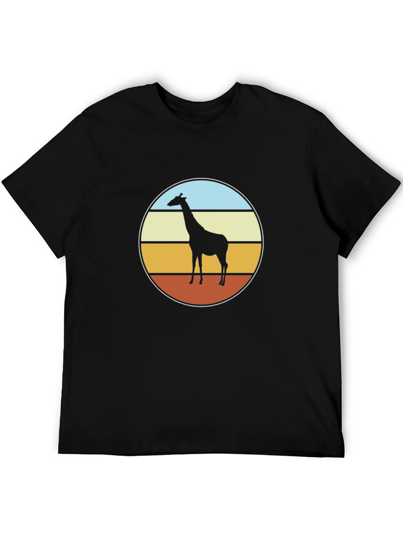 Black Retro Giraffe Sunset T-Shirt - Black view 5