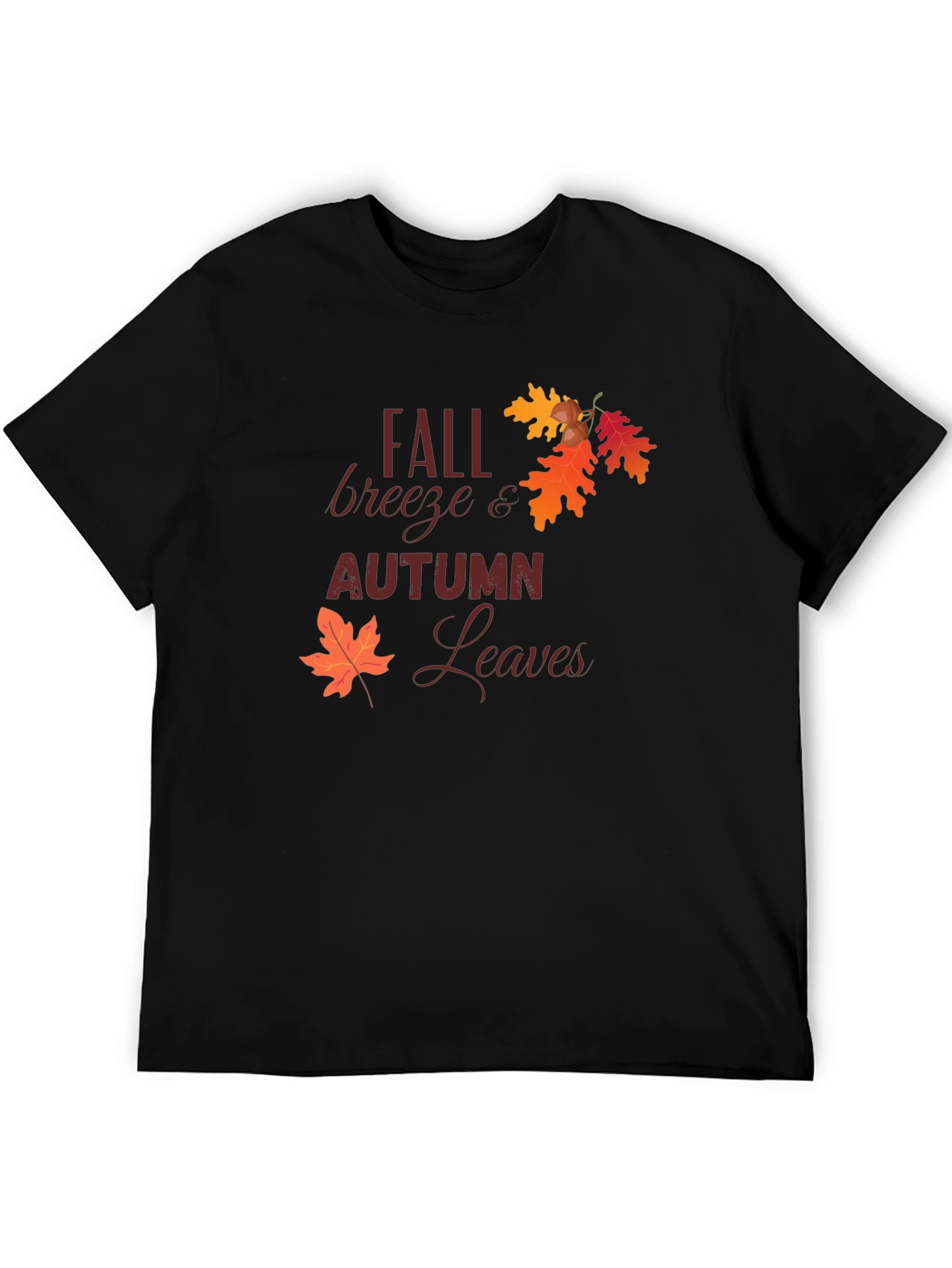Black Fall Breeze & Autumn Leaves Graphic Tee view 5
