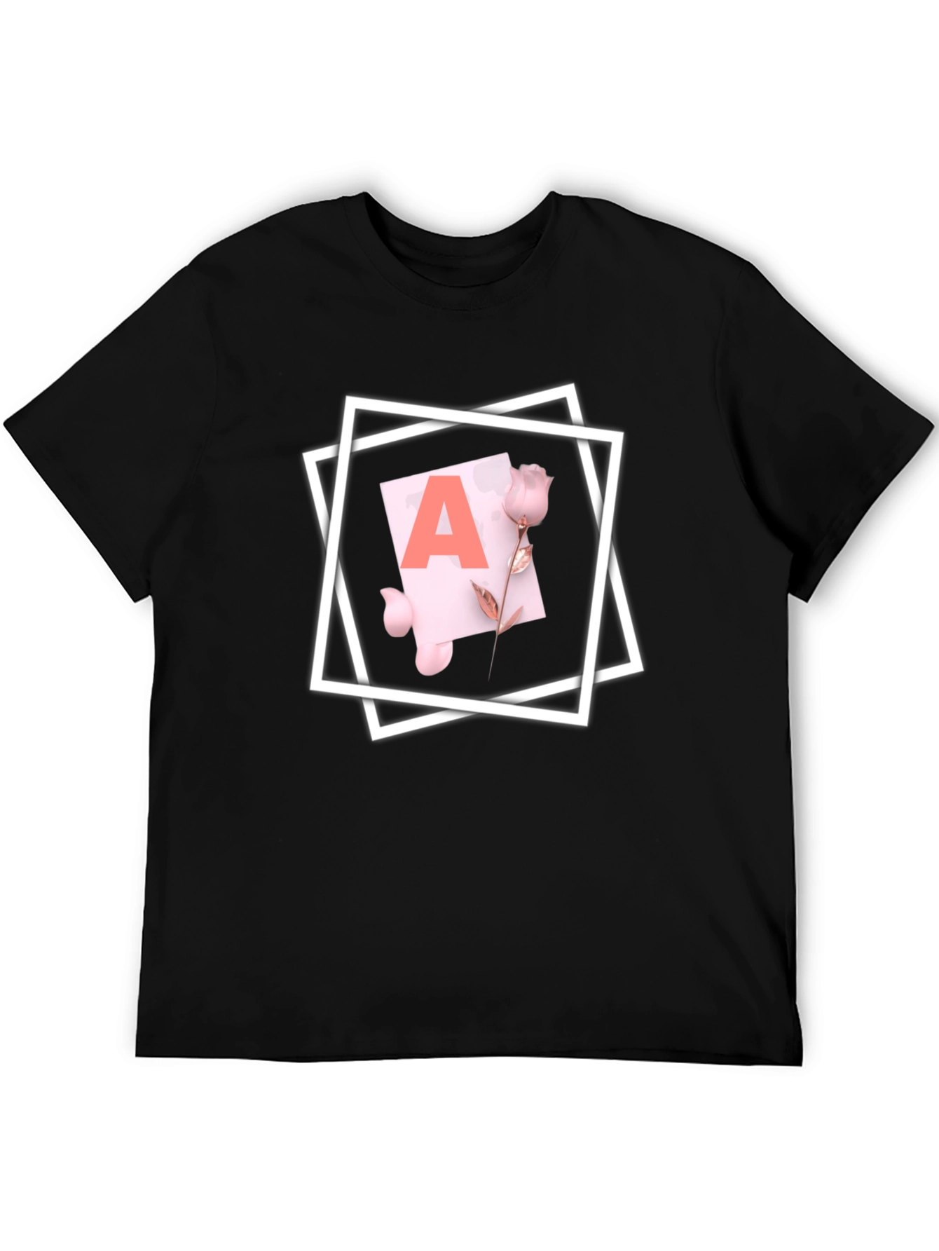 Black Letter A Rose T-Shirt - Stylish Graphic Tee view 5