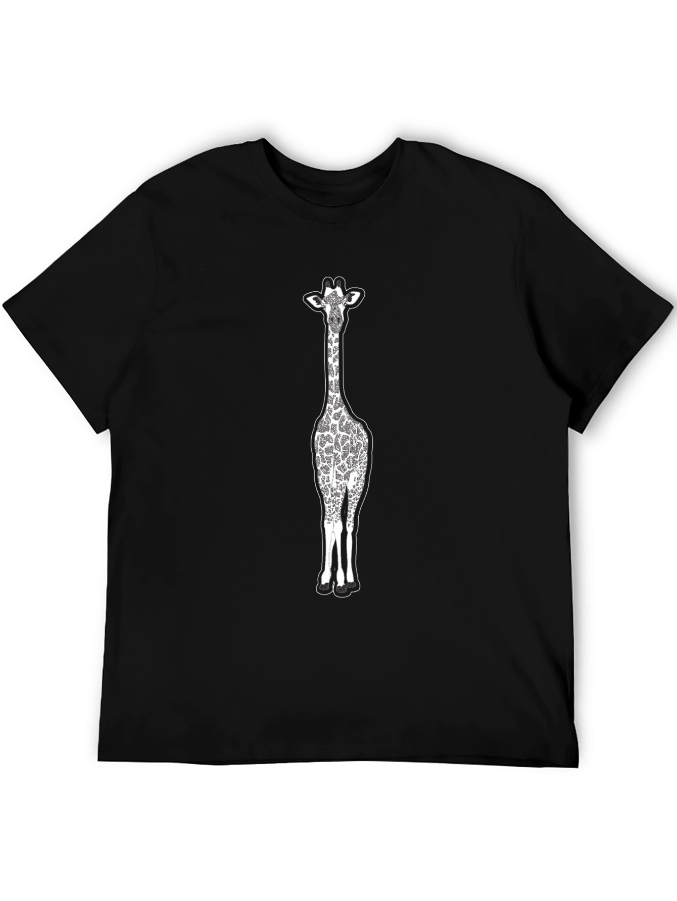 Black Giraffe Graphic Black Cotton T-Shirt view 5