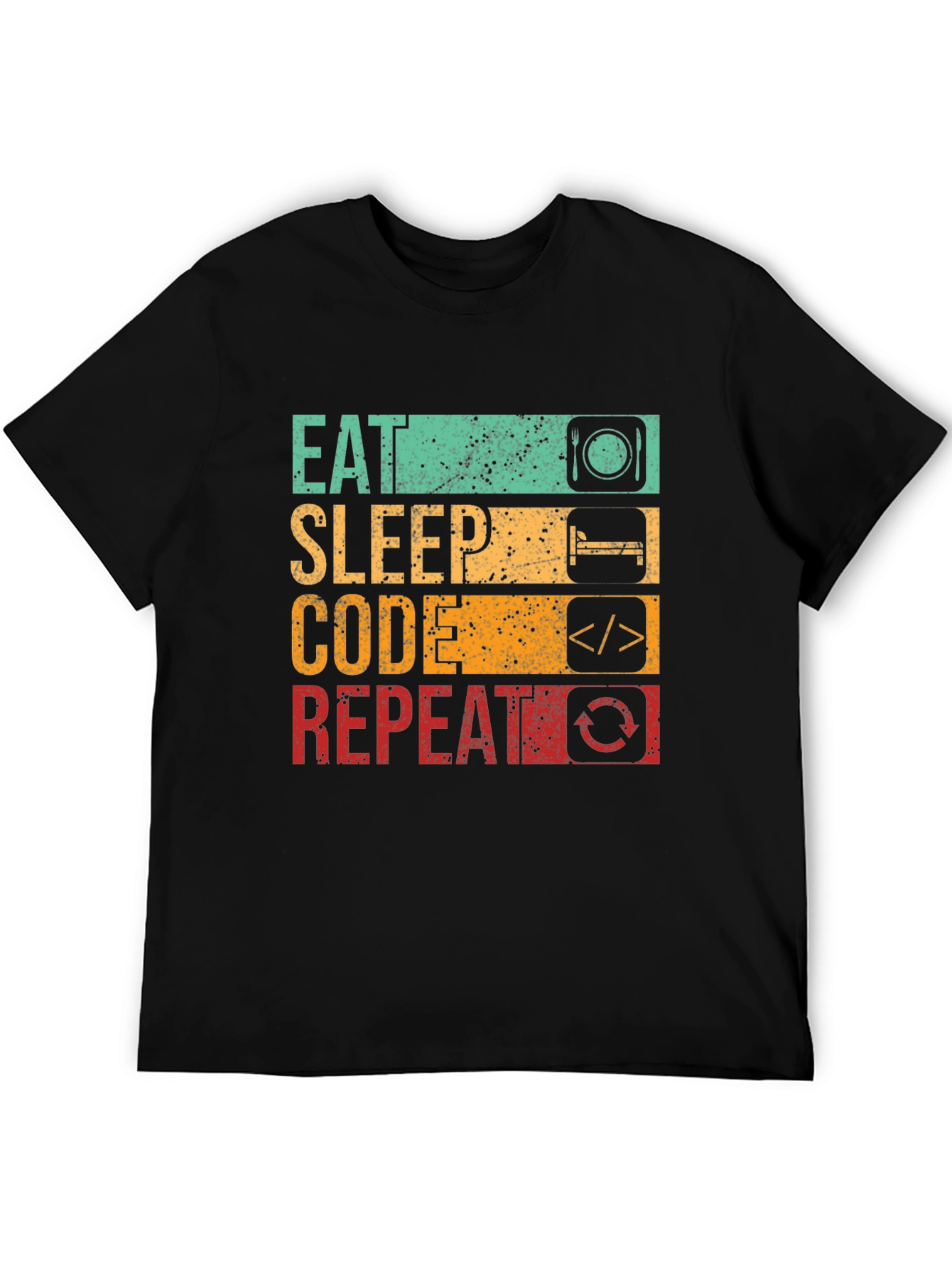 Black Eat Sleep Code Repeat Graphic Tee - Black view 5