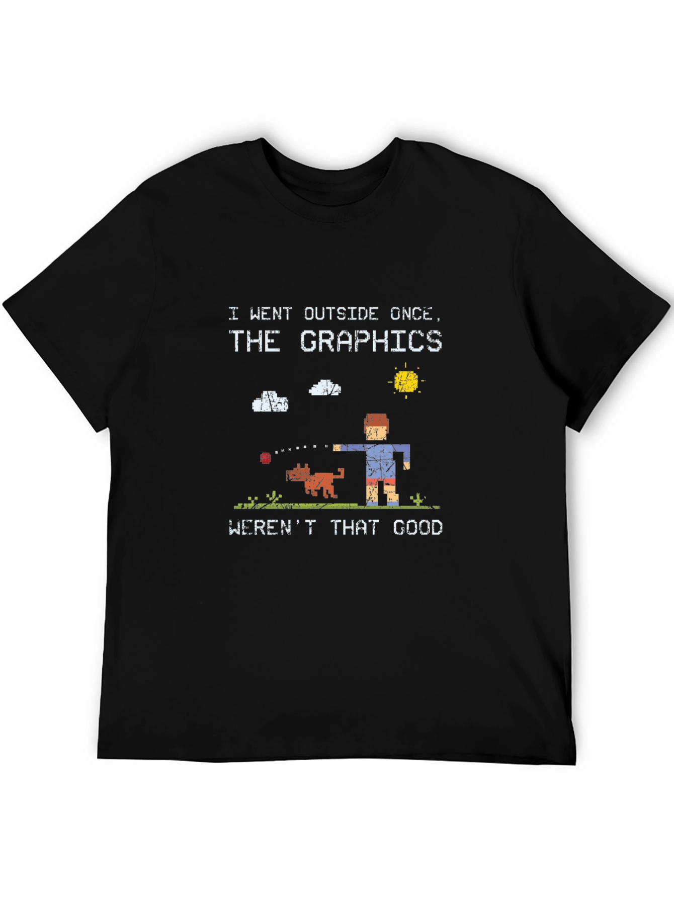 Black Funny Gamer Graphic Tee - "Outside Graphics" Black T-Shirt view 5