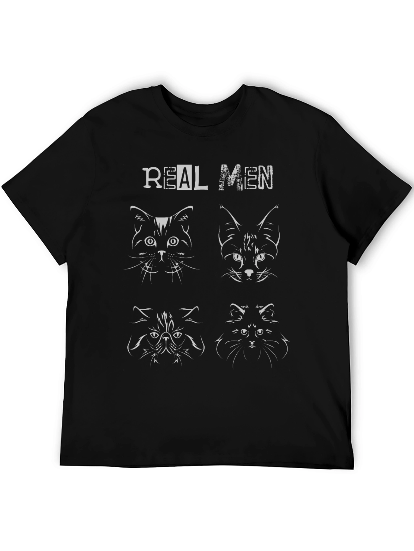 Real Men Cat Lover T-Shirt - Funny Cat Dad Tee - 5