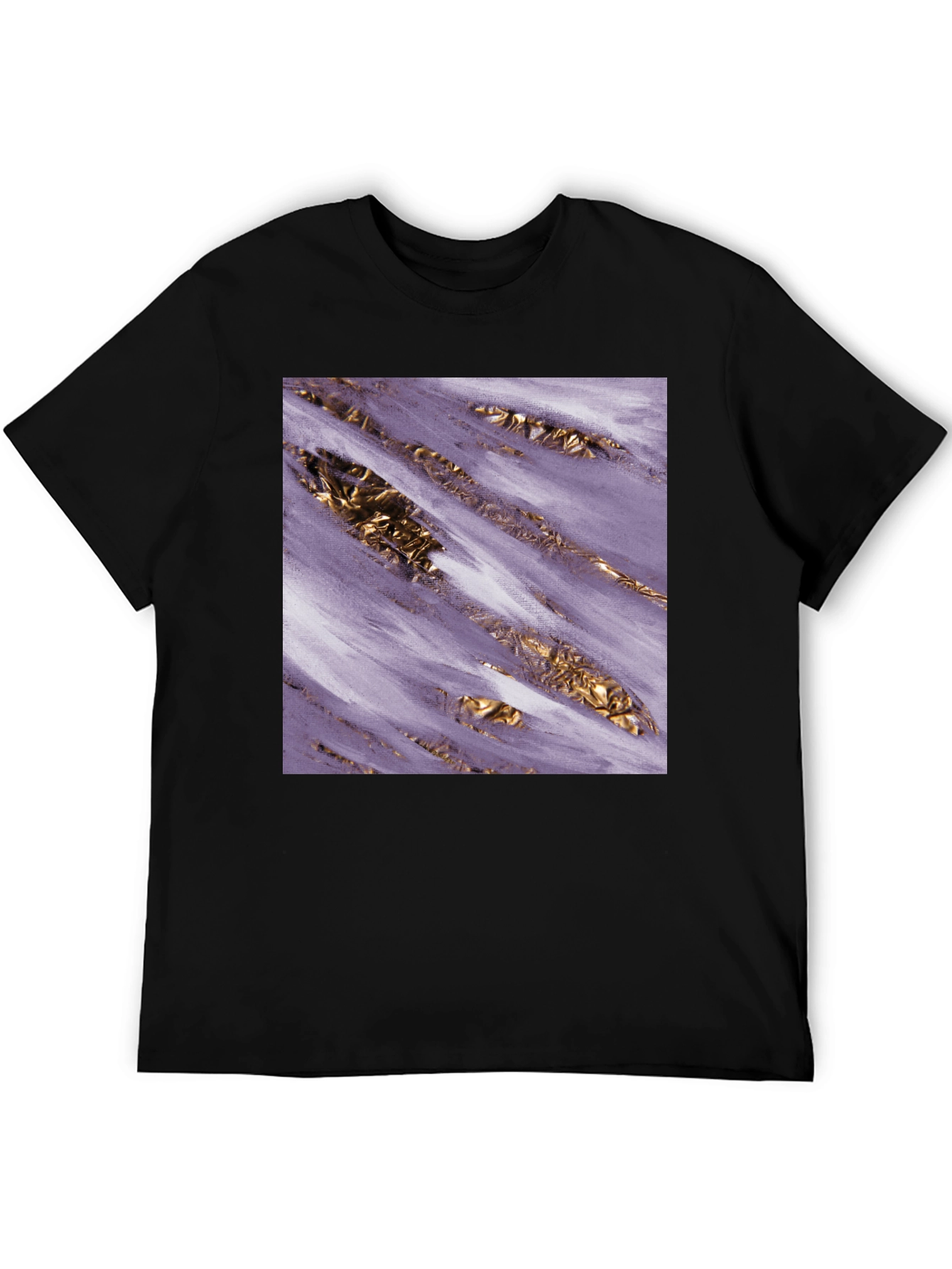 Black Abstract Gold & Purple Graphic Tee view 5