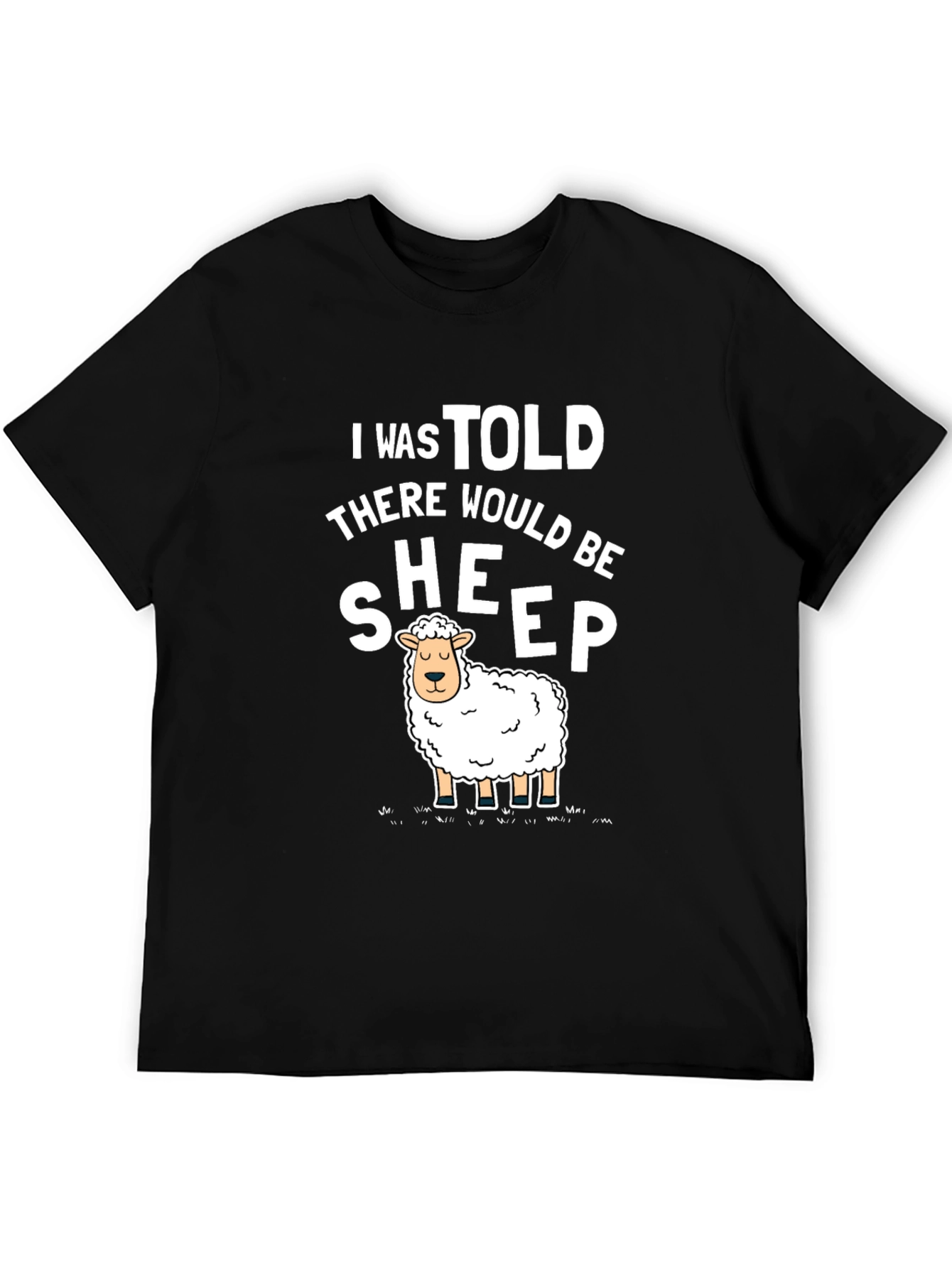 Black Funny "I Was Told There Would Be Sheep" Graphic Tee view 5