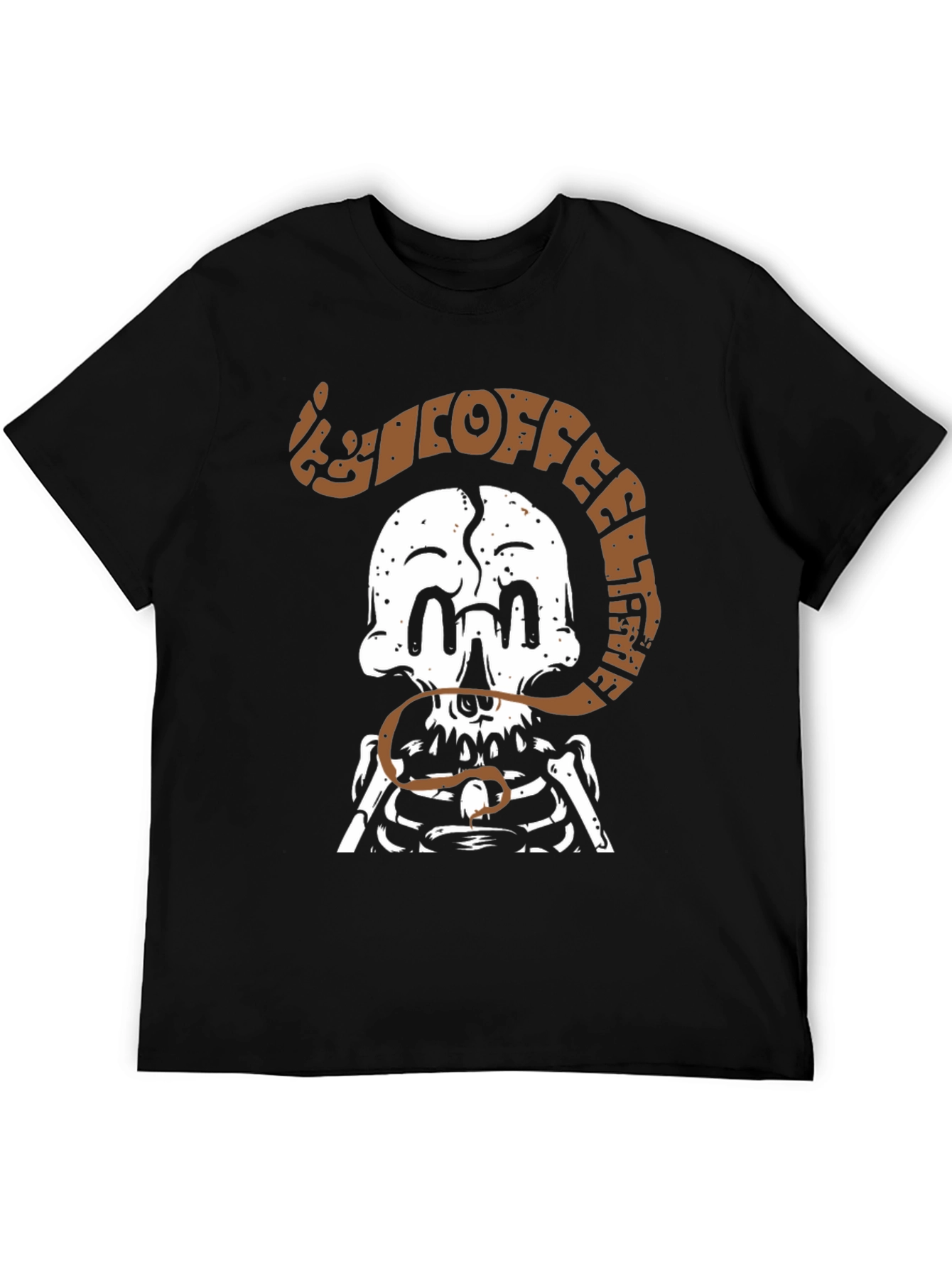 Black Coffee Until I Feel Alive Skeleton T-Shirt view 5