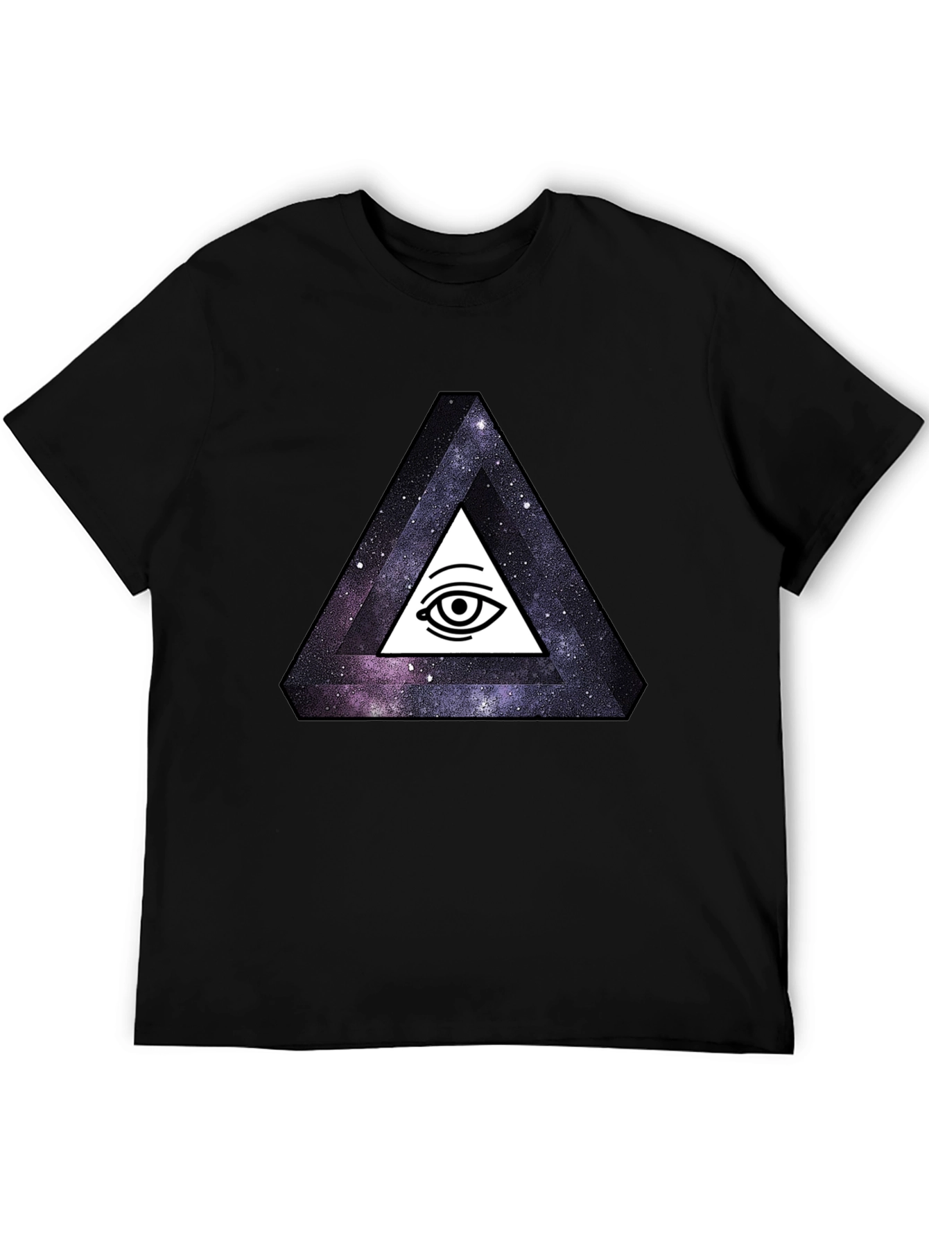 Black Illuminati Galaxy Triangle Black T-Shirt view 5