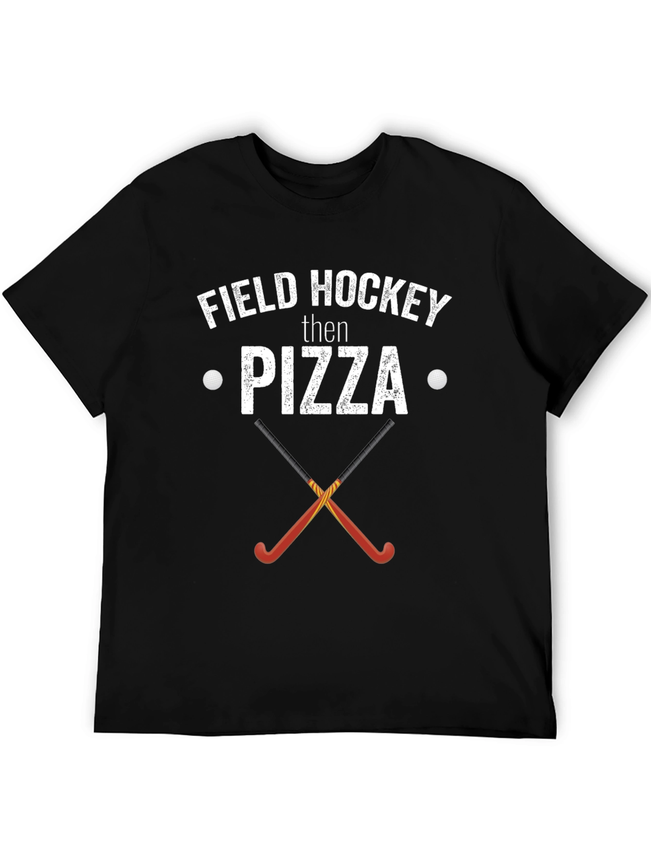 Black Field Hockey Then Pizza T-Shirt view 5