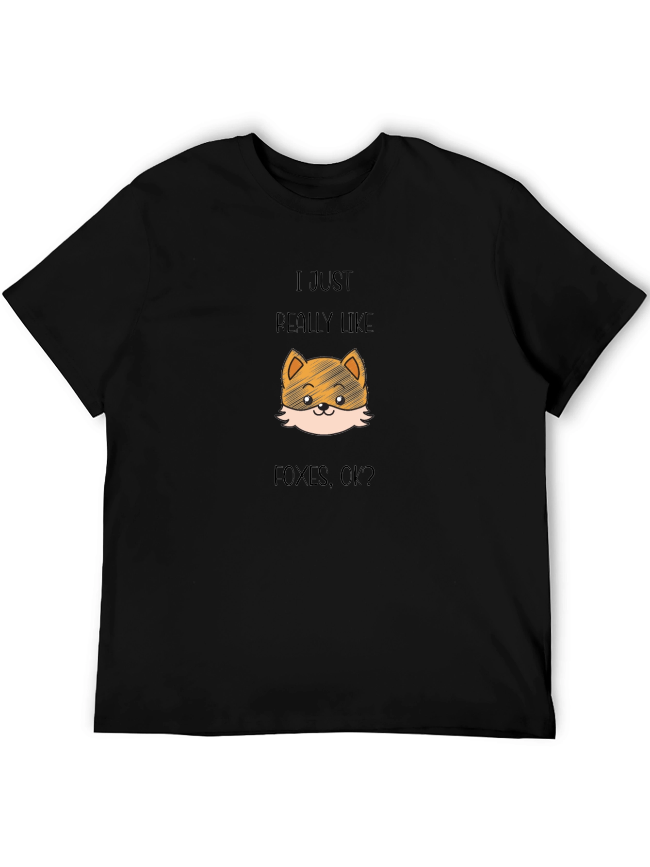 Black Fox Lover T-Shirt - Cute Cartoon Fox Design view 5