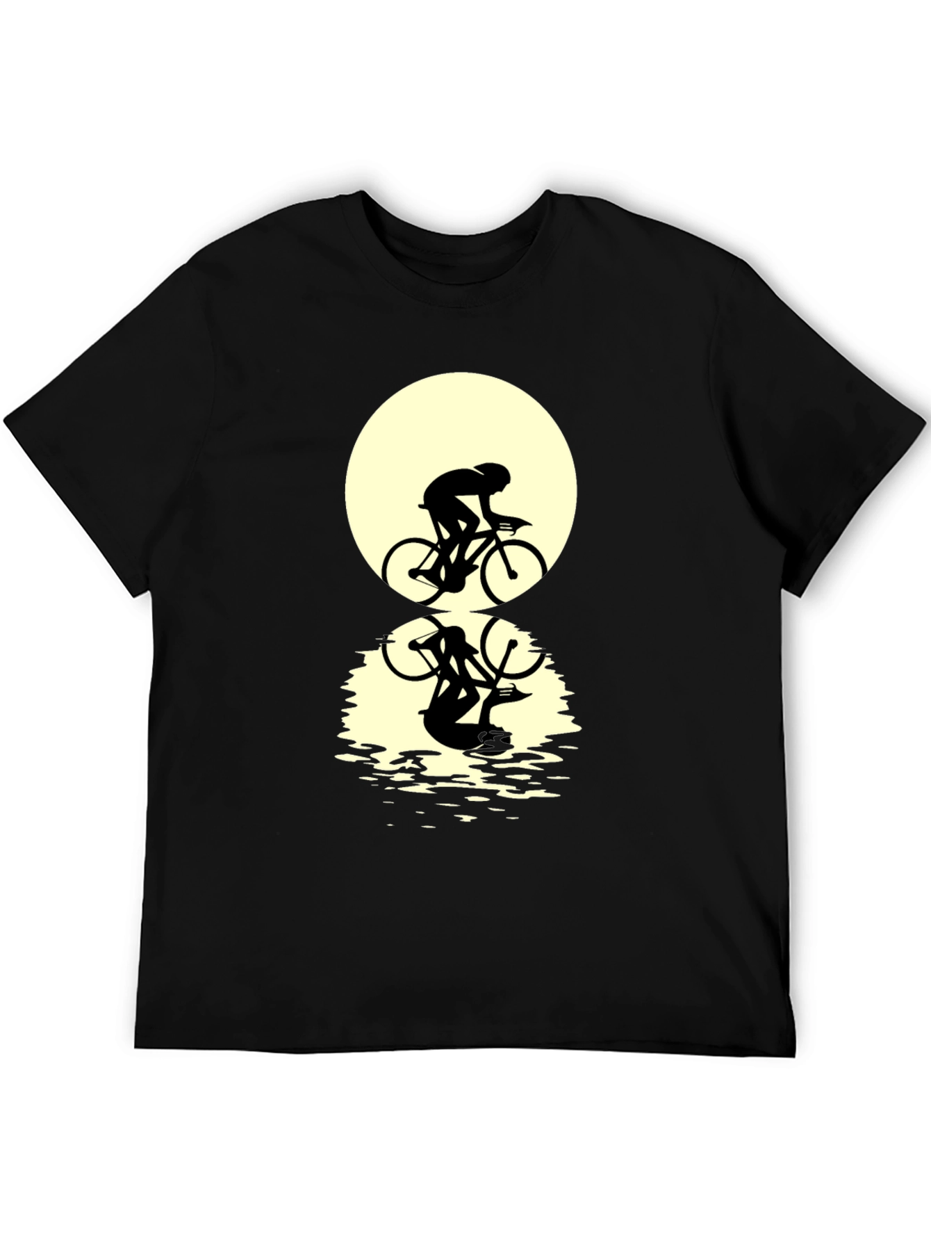 Black Cyclist Silhouette Graphic Tee - Black view 5