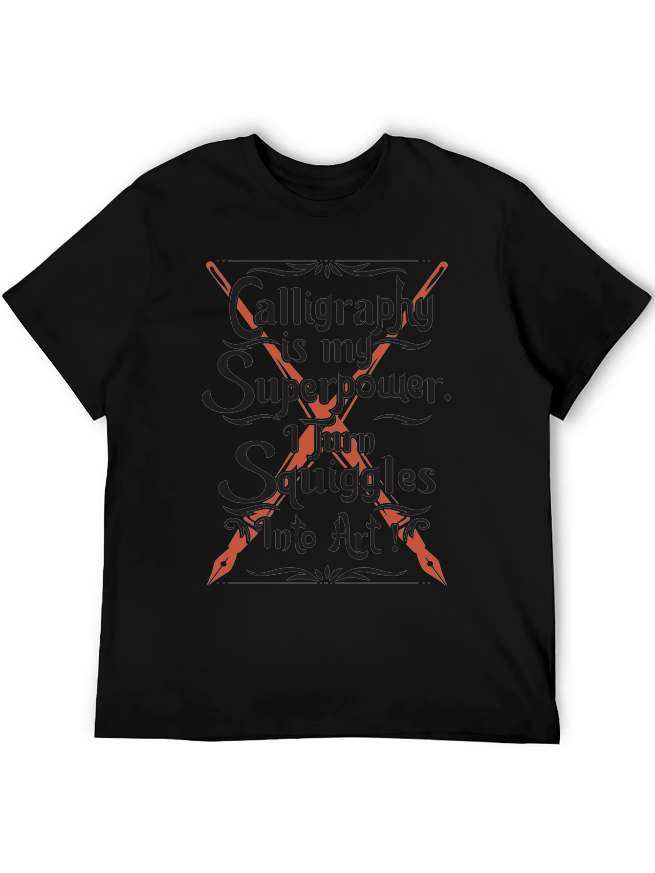 Black Calligraphy Superpower Graphic Tee - Artistic Expression view 5