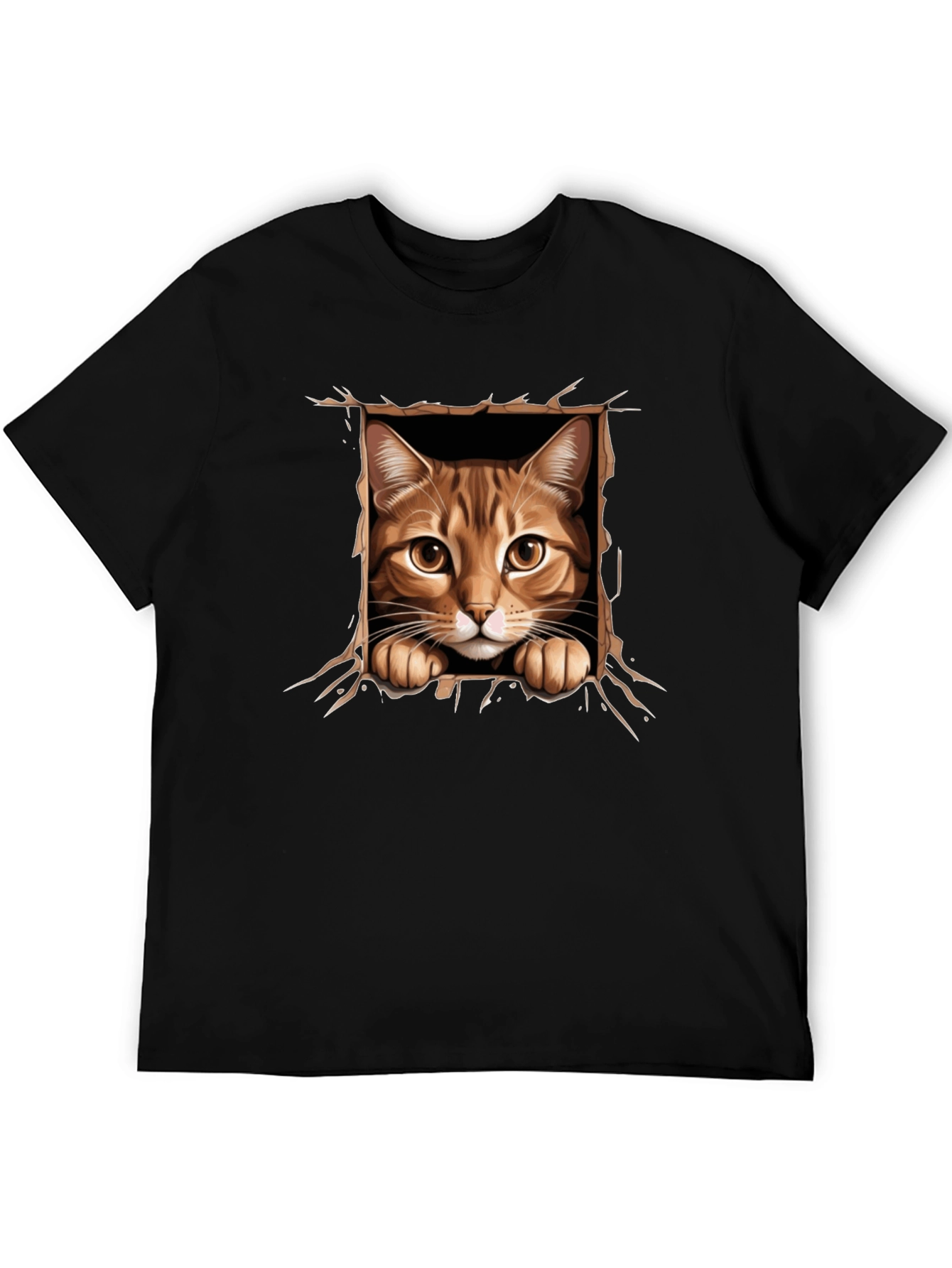 Black Cat Peekaboo T-Shirt: 3D Graphic Print view 5