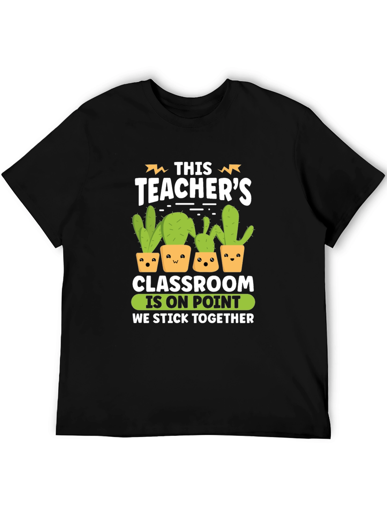 Black Funny Teacher Cactus Graphic T-Shirt view 5