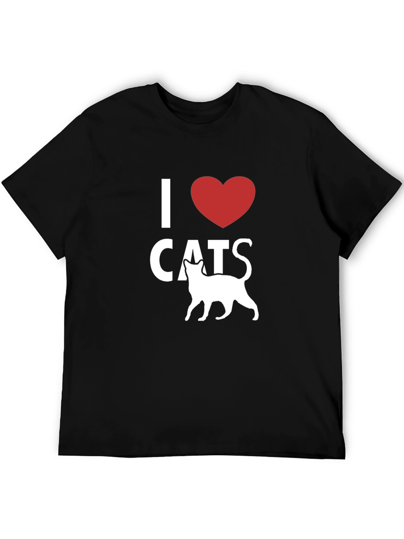 Black I Heart Cats T-Shirt - Black, Stylish, Casual Wear view 5