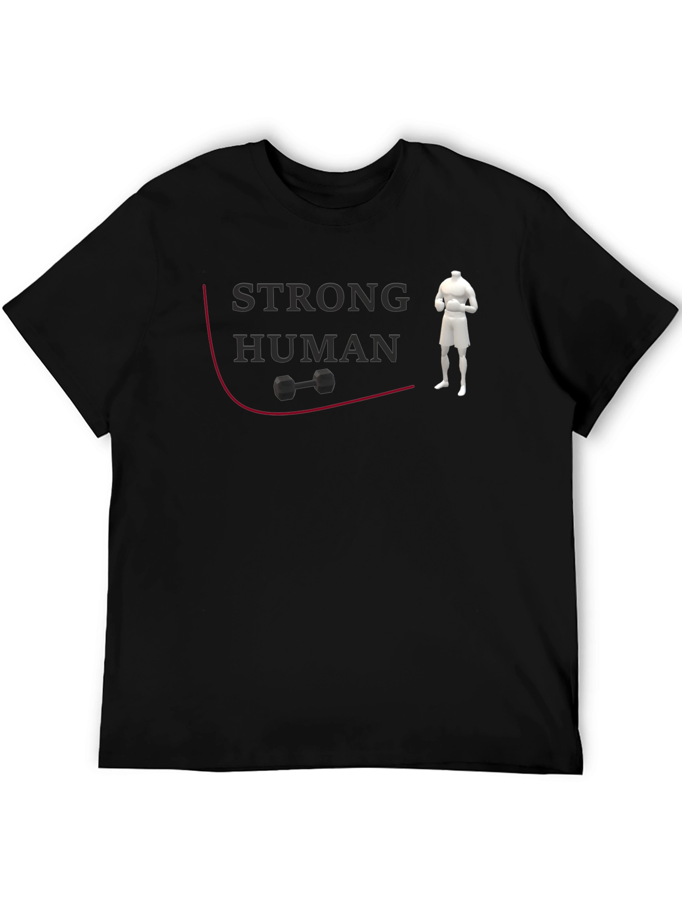 Black Strong Human Graphic Tee - Gym & Fitness Apparel view 5
