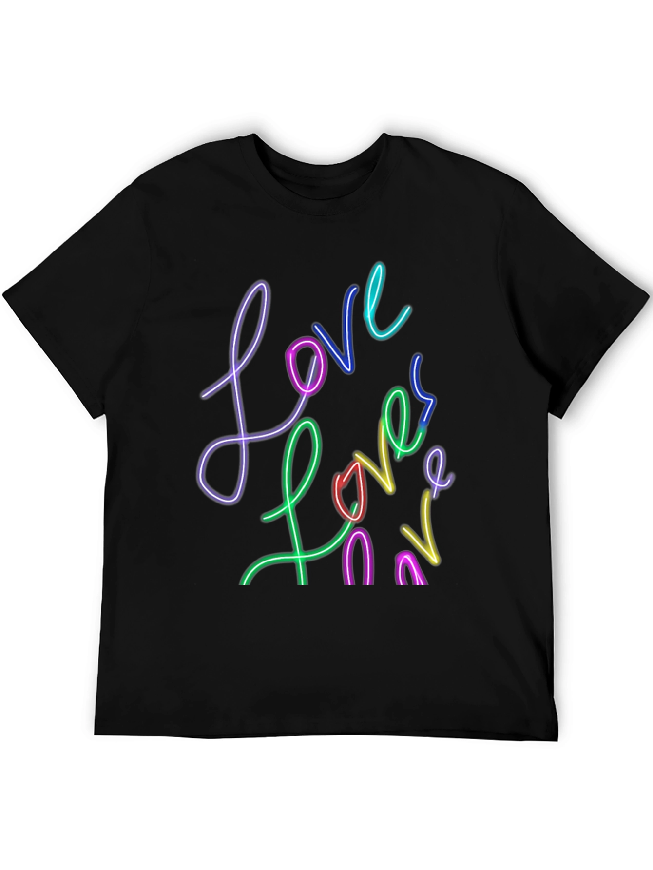 Black Love Neon Style Graphic T-Shirt - Black view 5