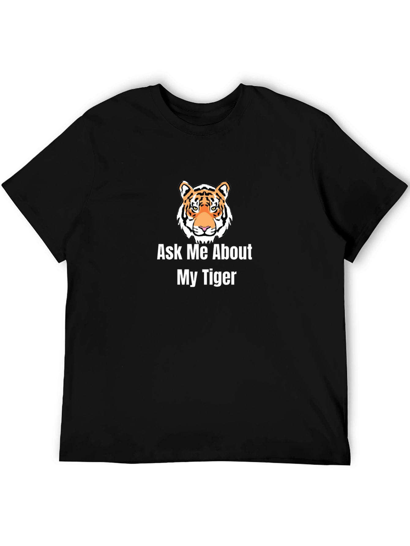 Black Ask Me About My Tiger Graphic T-Shirt view 5