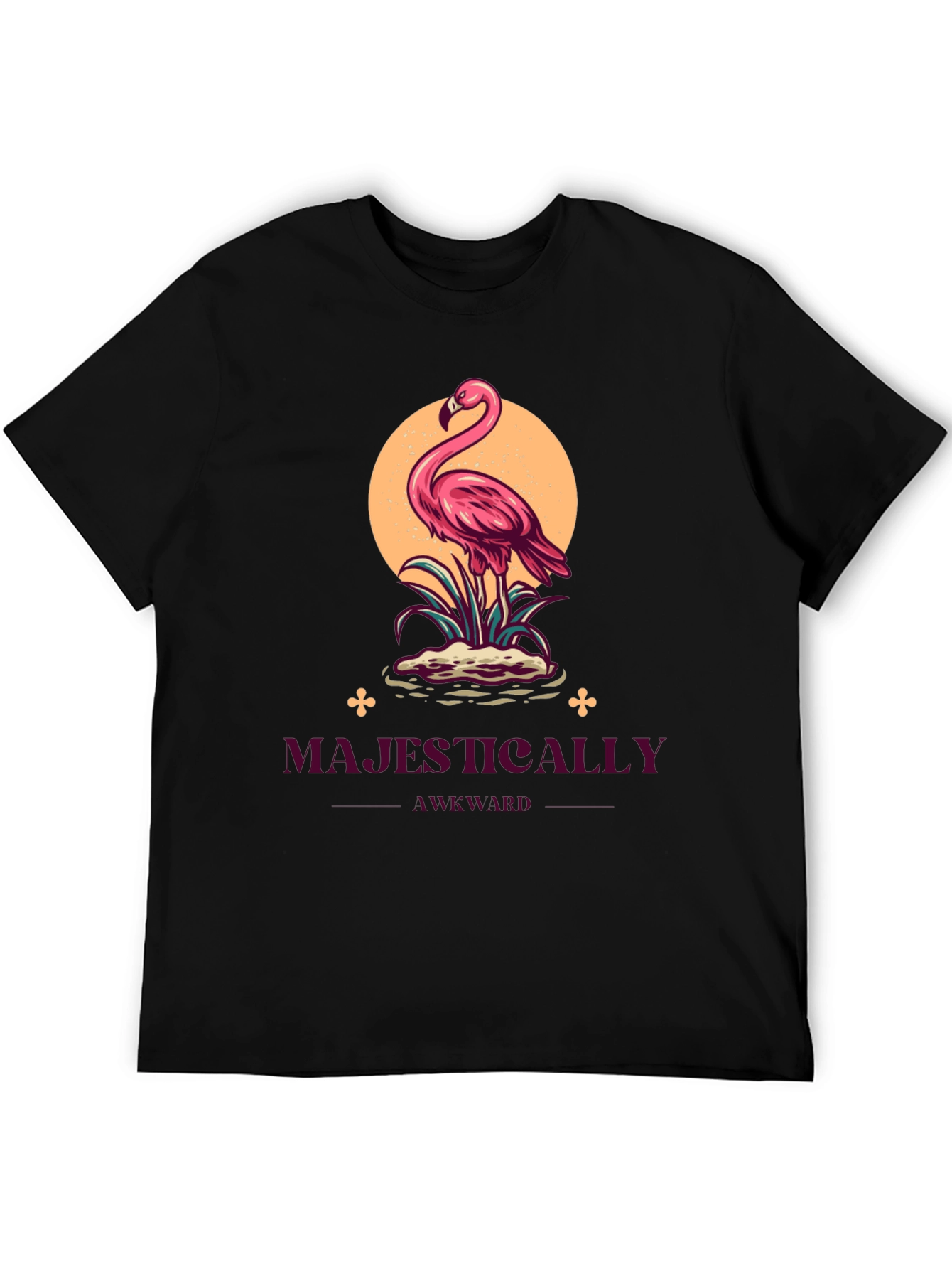 Black Majestically Awkward Flamingo Graphic Tee view 5
