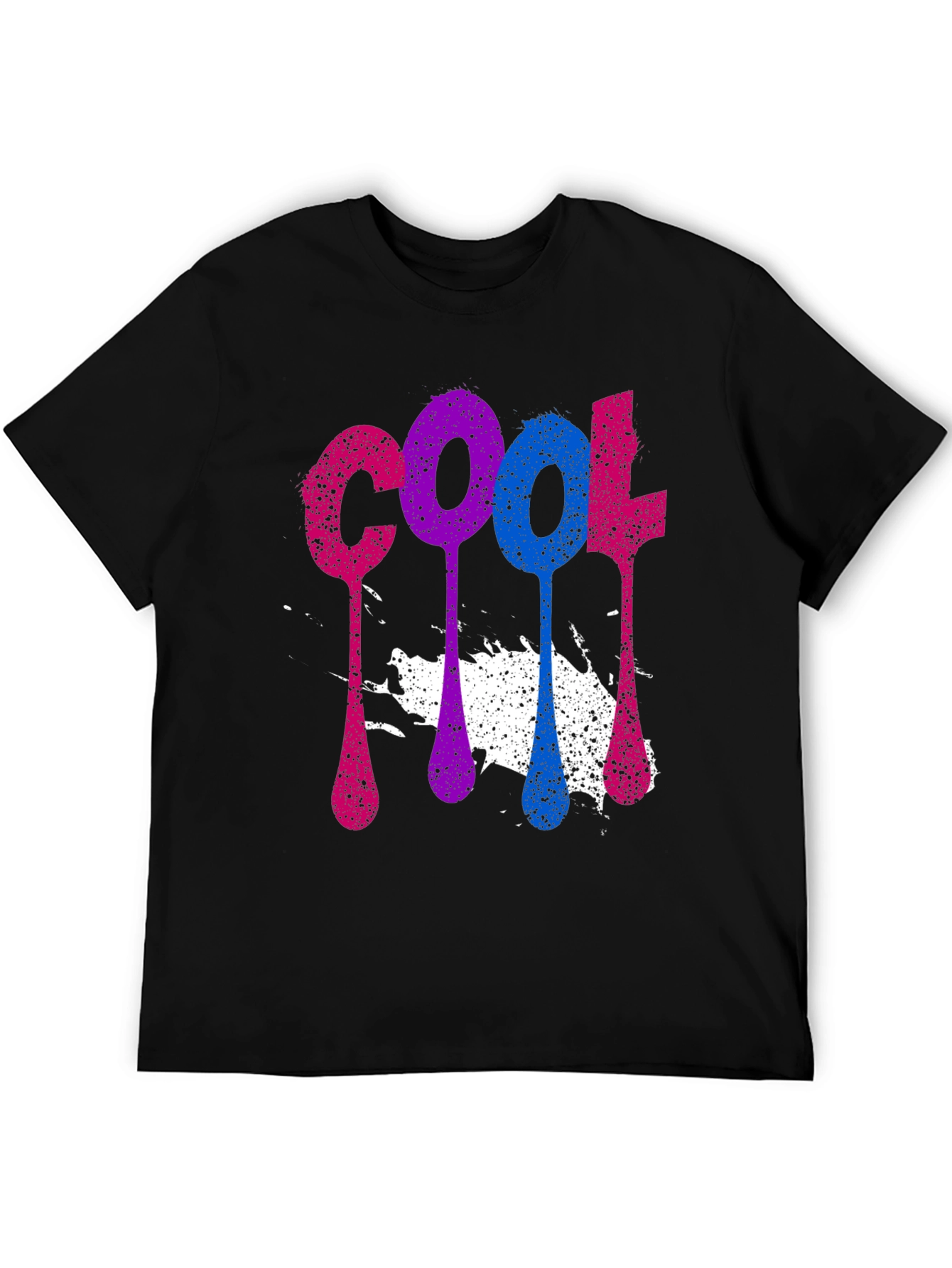 Black Cool Spray Paint Style Graphic Tee view 5