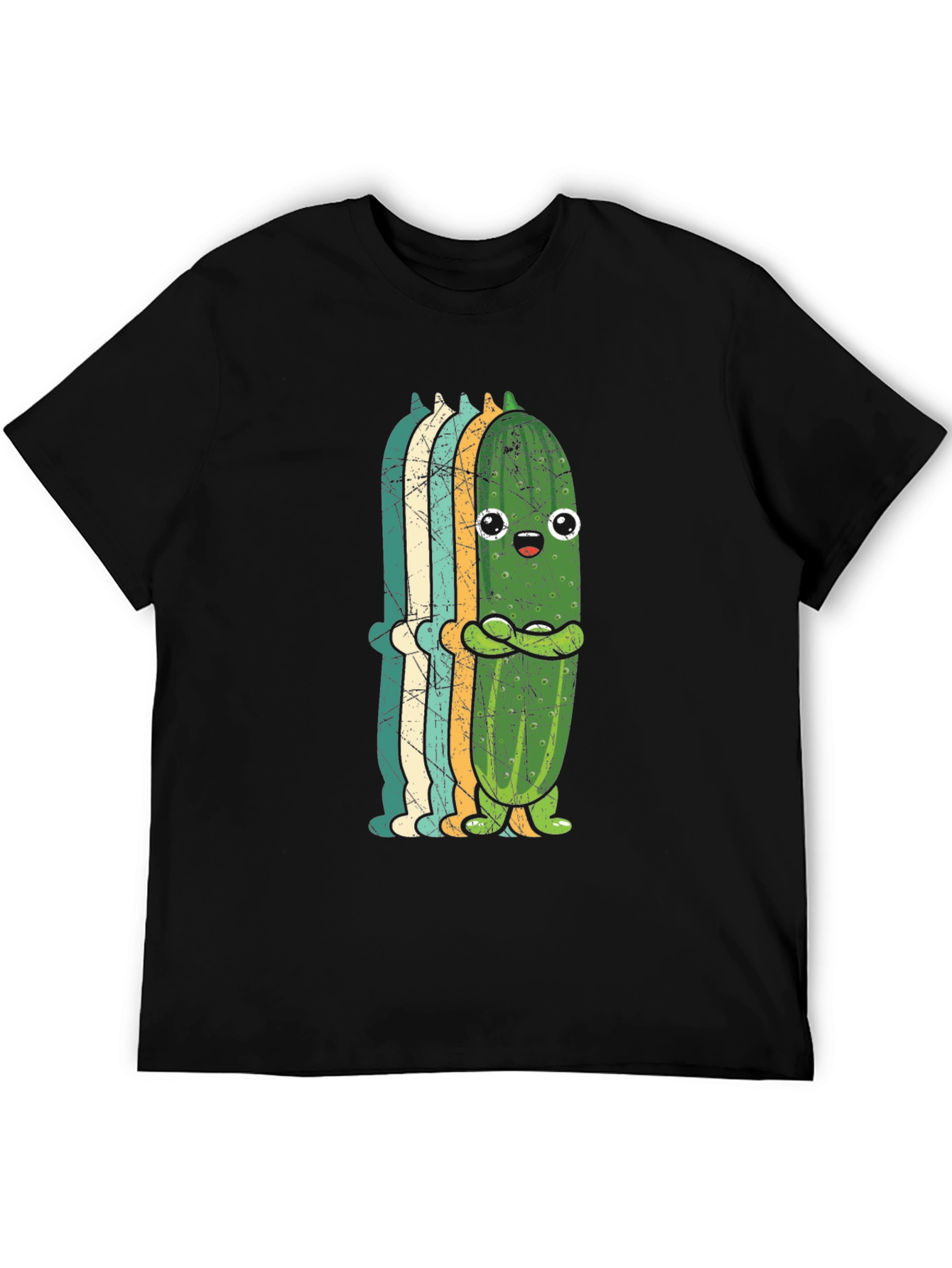 Black Funny Pickle Retro Style Graphic T-Shirt view 5