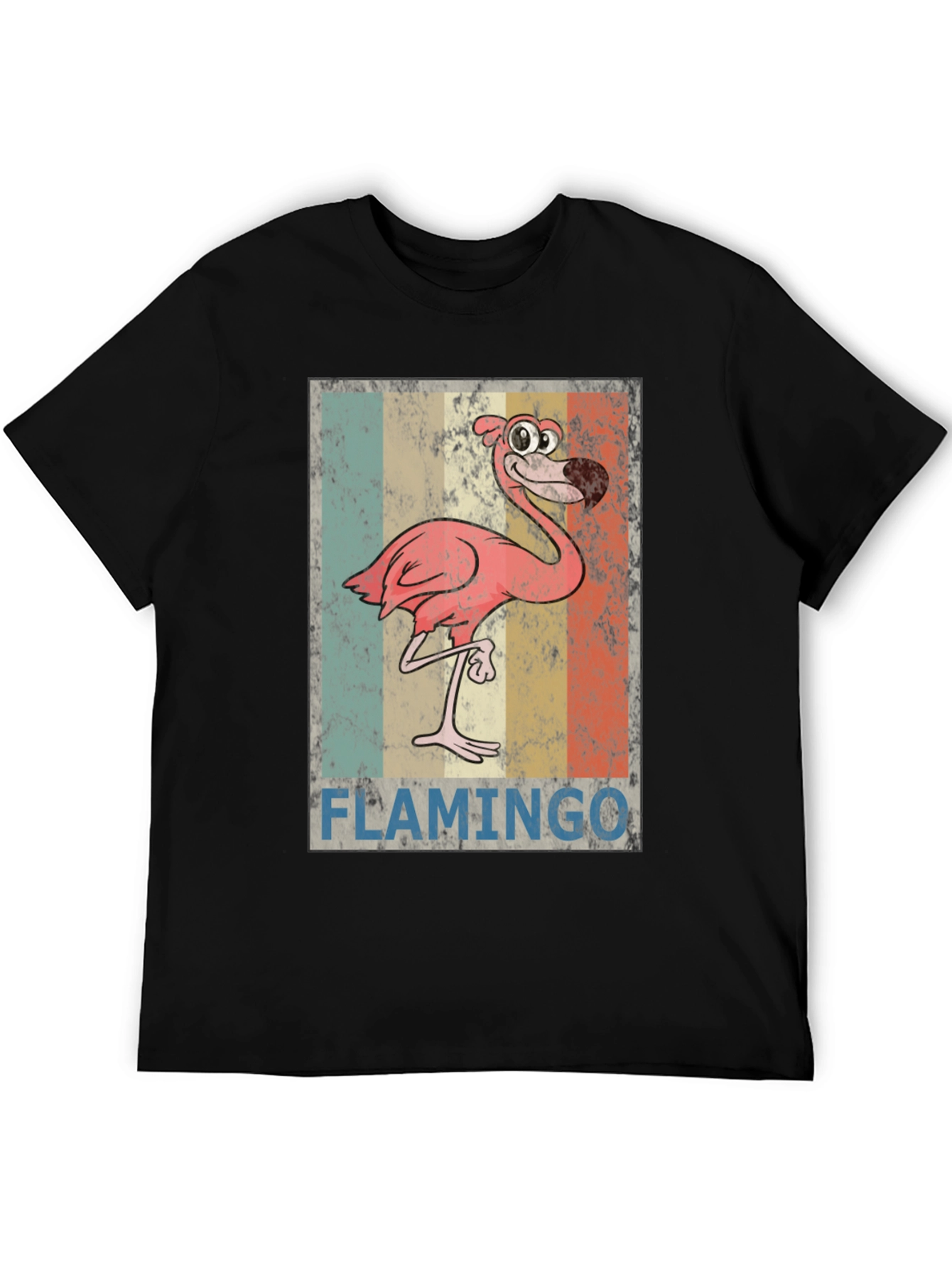 Black Funny Flamingo Graphic Print T-Shirt view 5