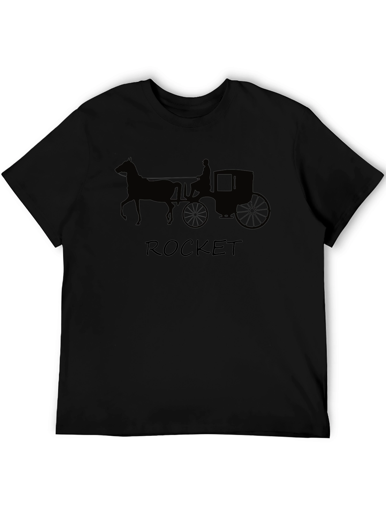 Black Horse Drawn Carriage T-Shirt - Rocket view 5