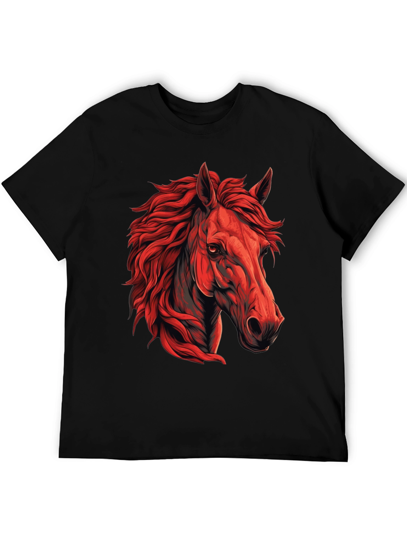 Black Red Horse Graphic T-Shirt - Unique Animal Design view 5
