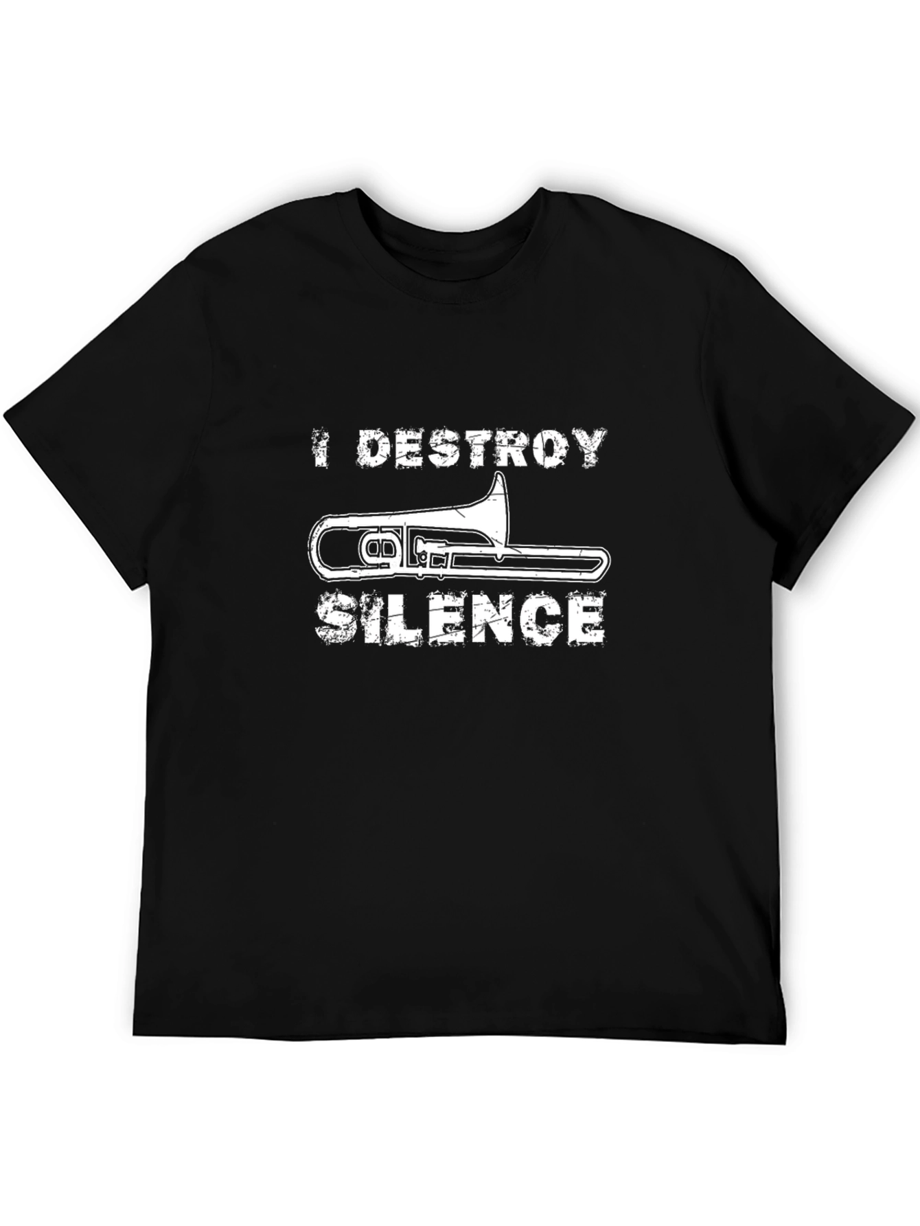 Black I Destroy Silence Trombone Graphic Tee view 5
