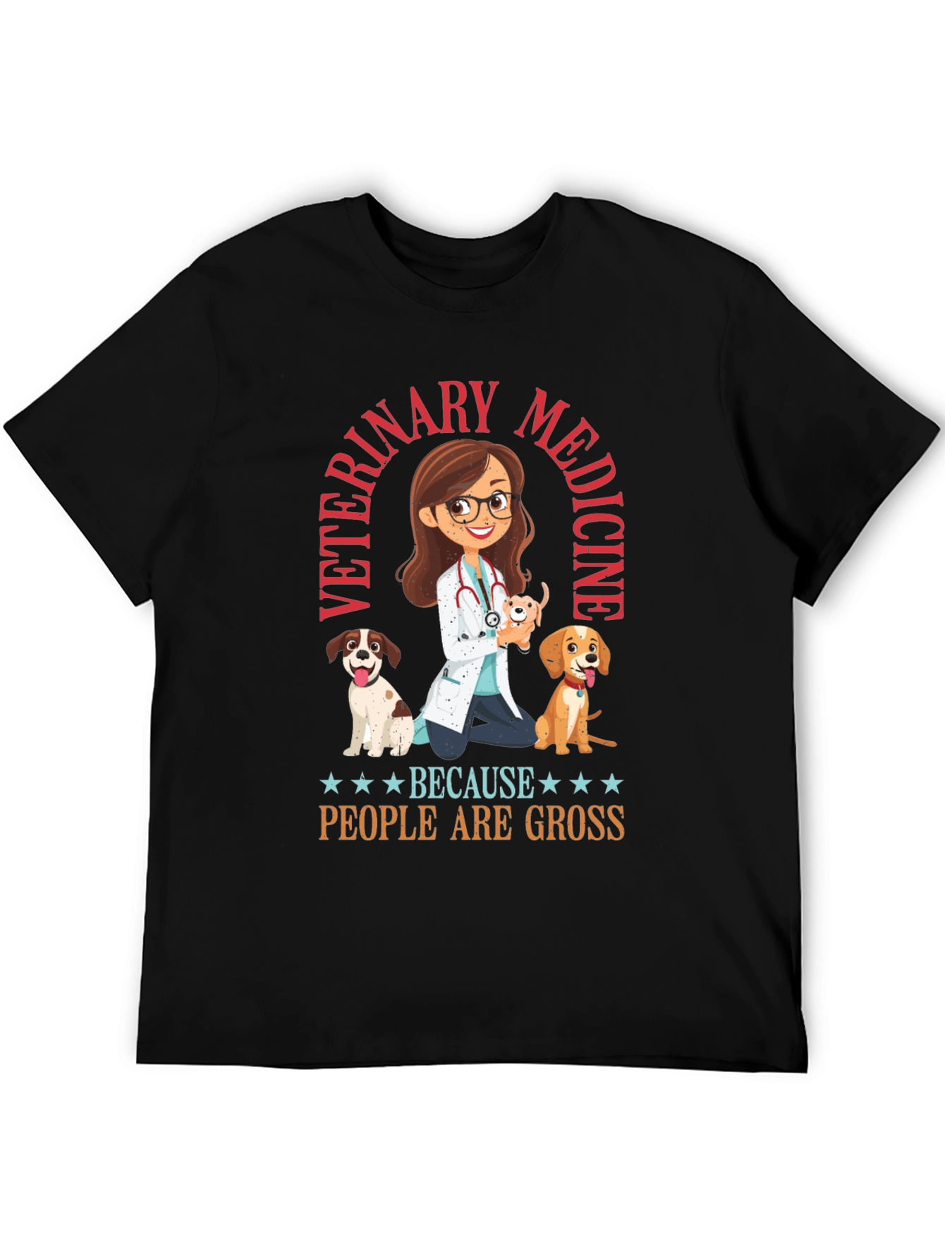 Black Veterinary Medicine T-Shirt - Because People are Gross view 5