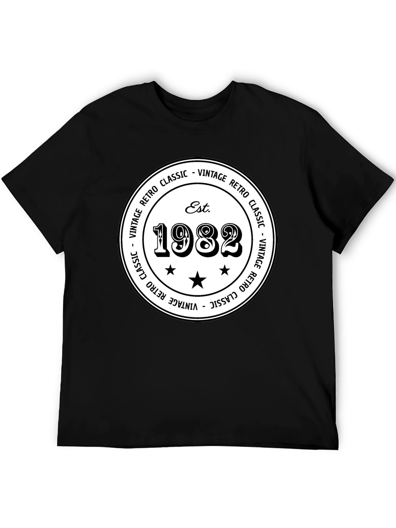 Black Vintage 1982 Retro Classic T-Shirt view 5