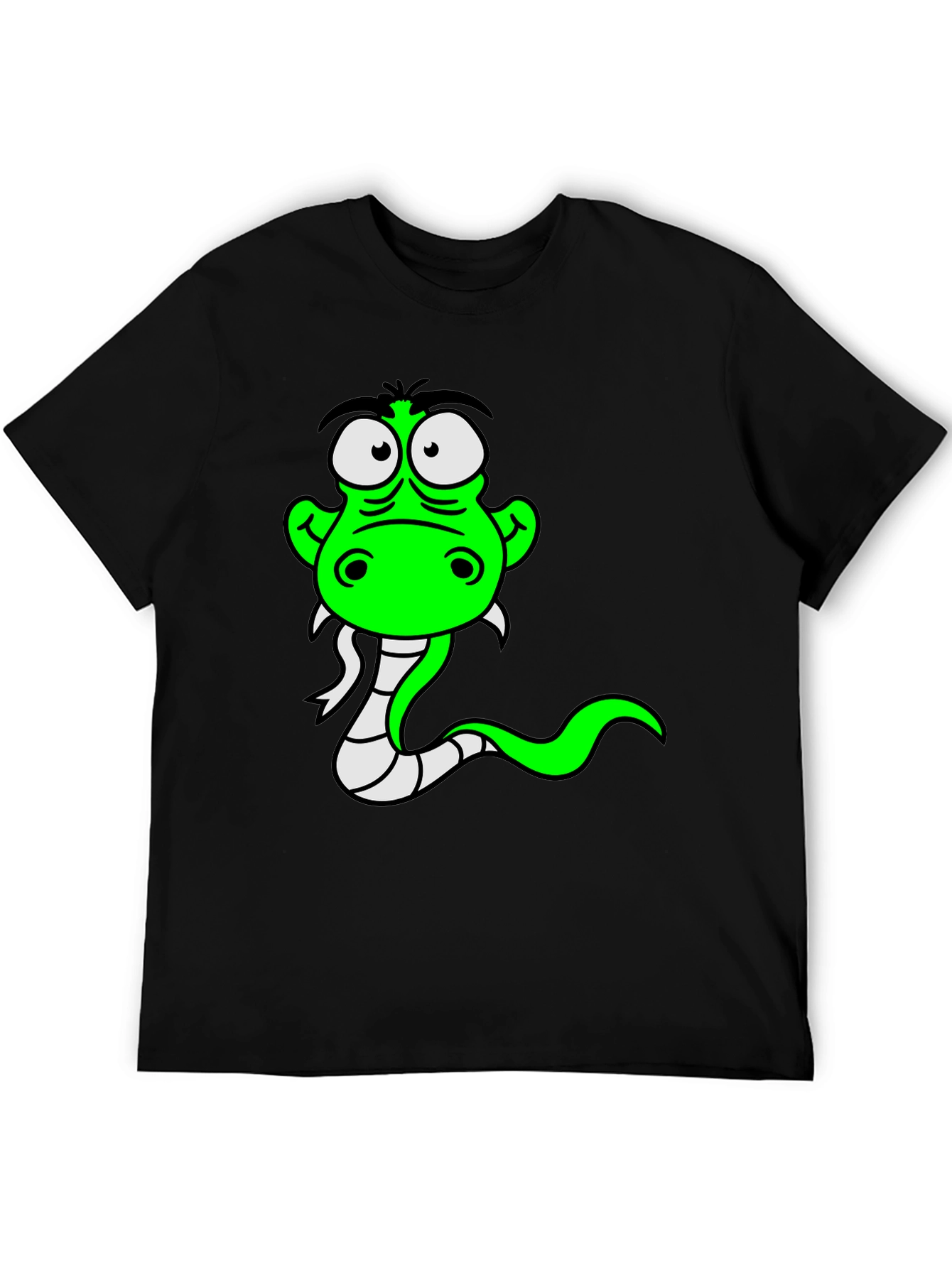 Black Cartoon Snake Graphic Tee - Black Cotton view 5