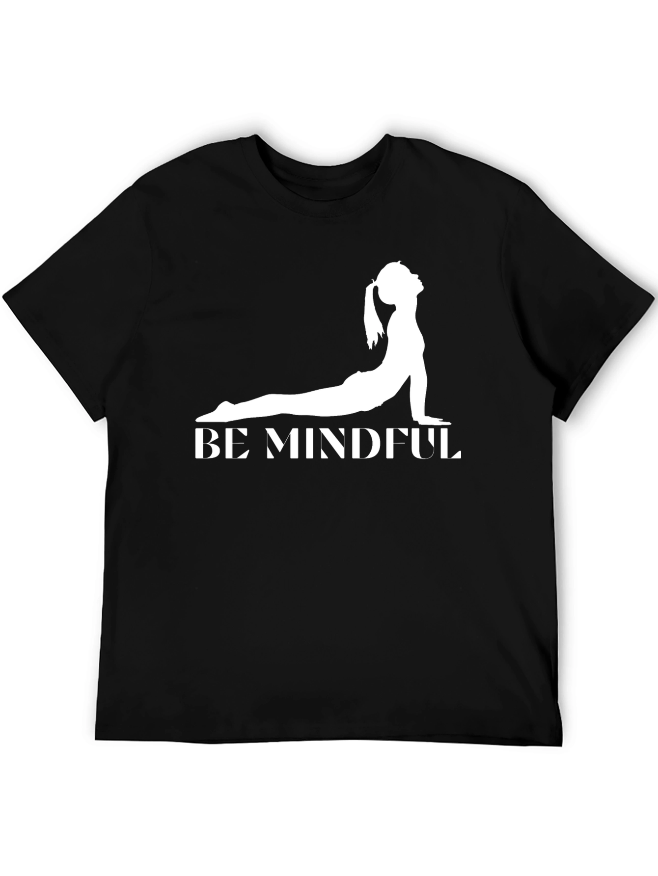 Black Be Mindful Yoga Graphic Tee - Black Cotton Shirt view 5