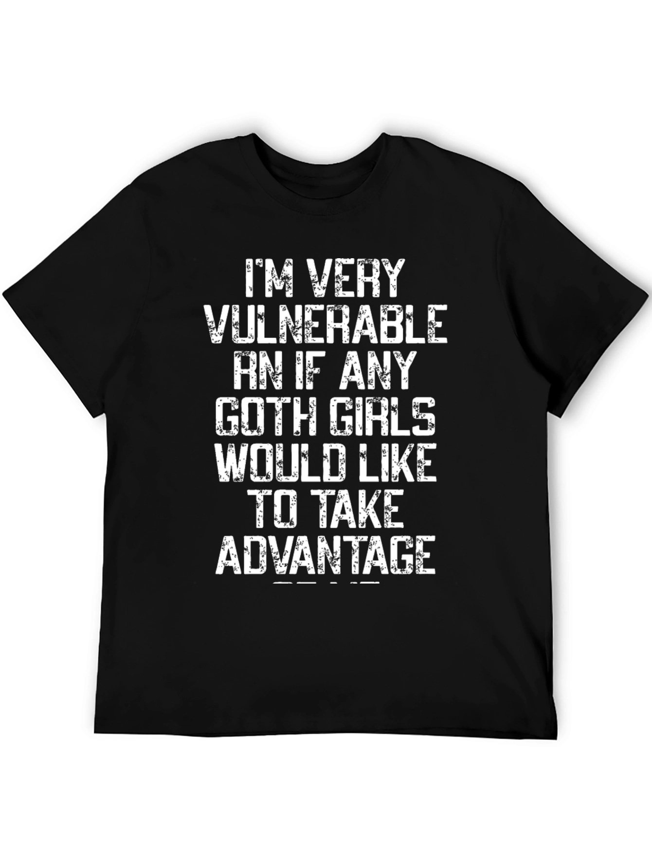 Black Vulnerable Goth Girls Graphic Tee - Black Cotton T-Shirt view 5