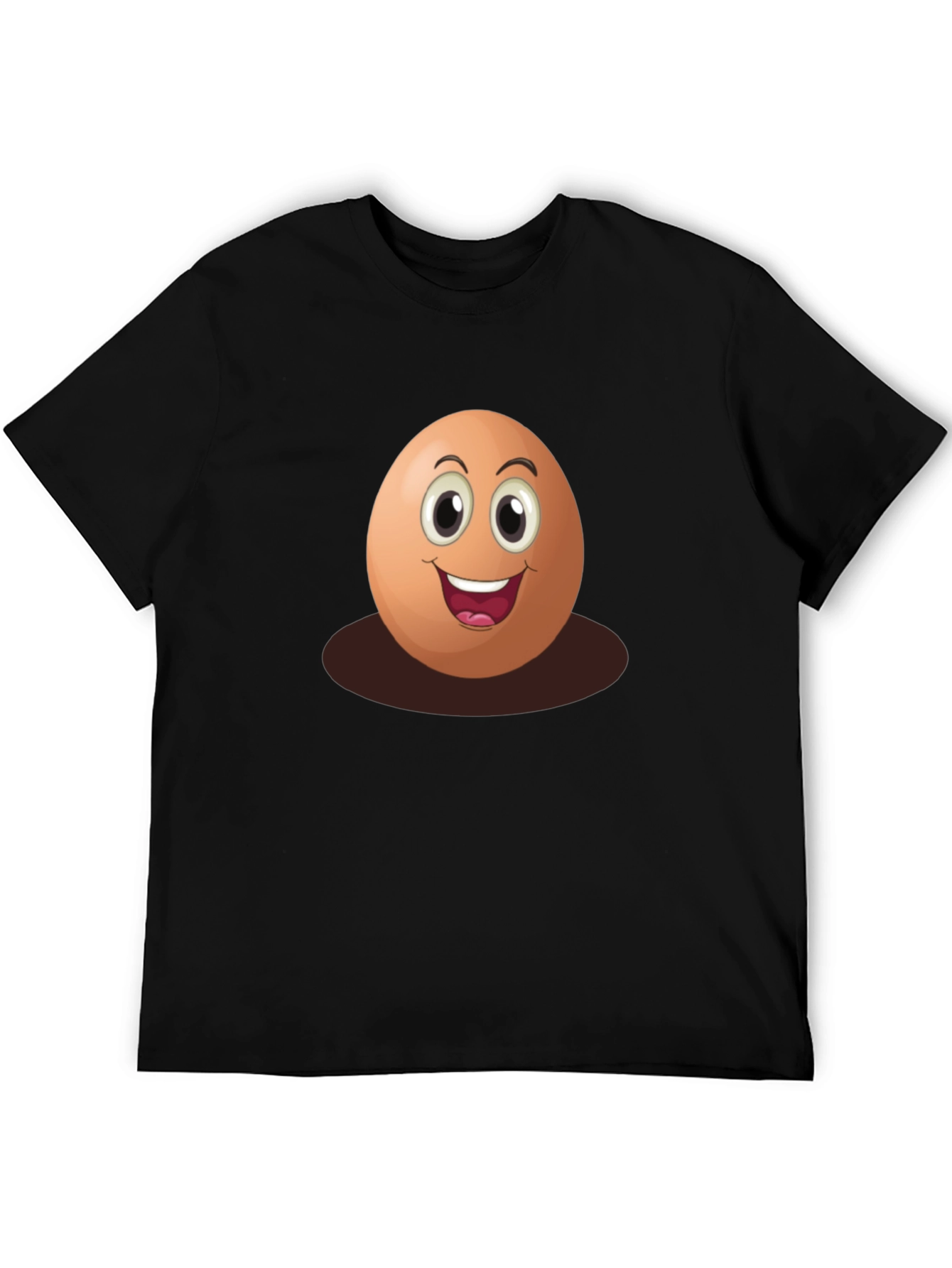 Black Funny Egg Cartoon Graphic T-Shirt view 5
