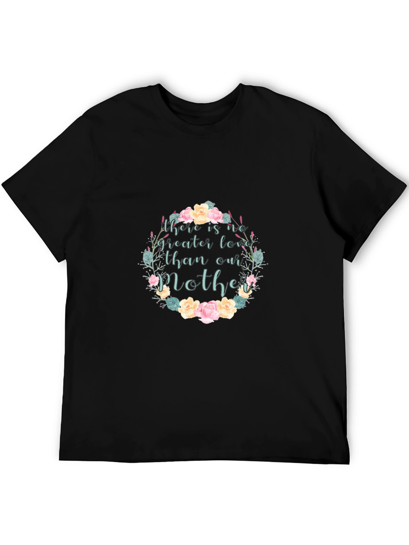 Black Floral Mother's Love Black T-Shirt view 5