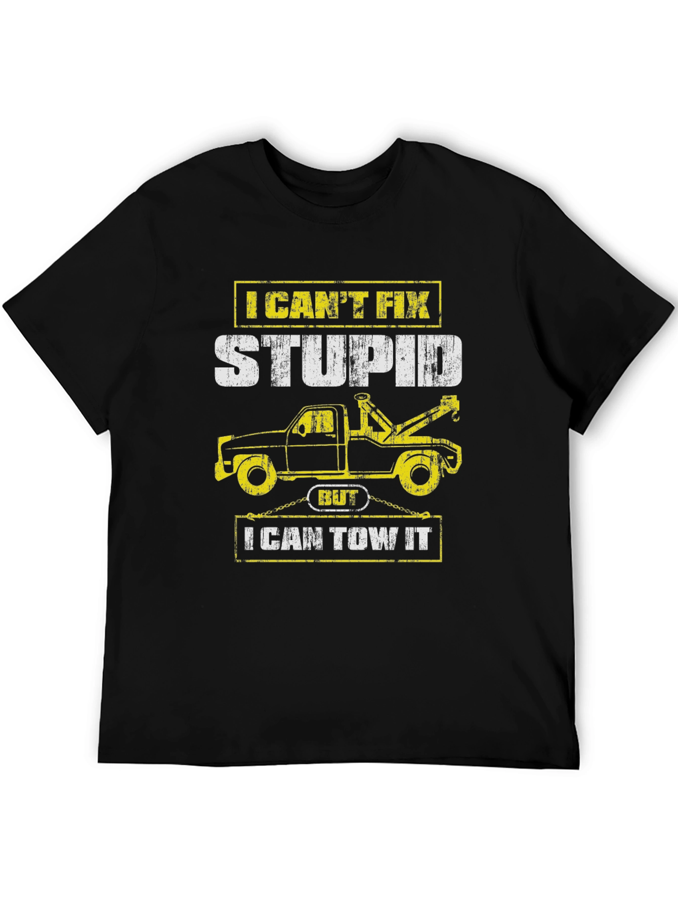 Black Funny Tow Truck Driver T-Shirt - I Can't Fix Stupid view 5