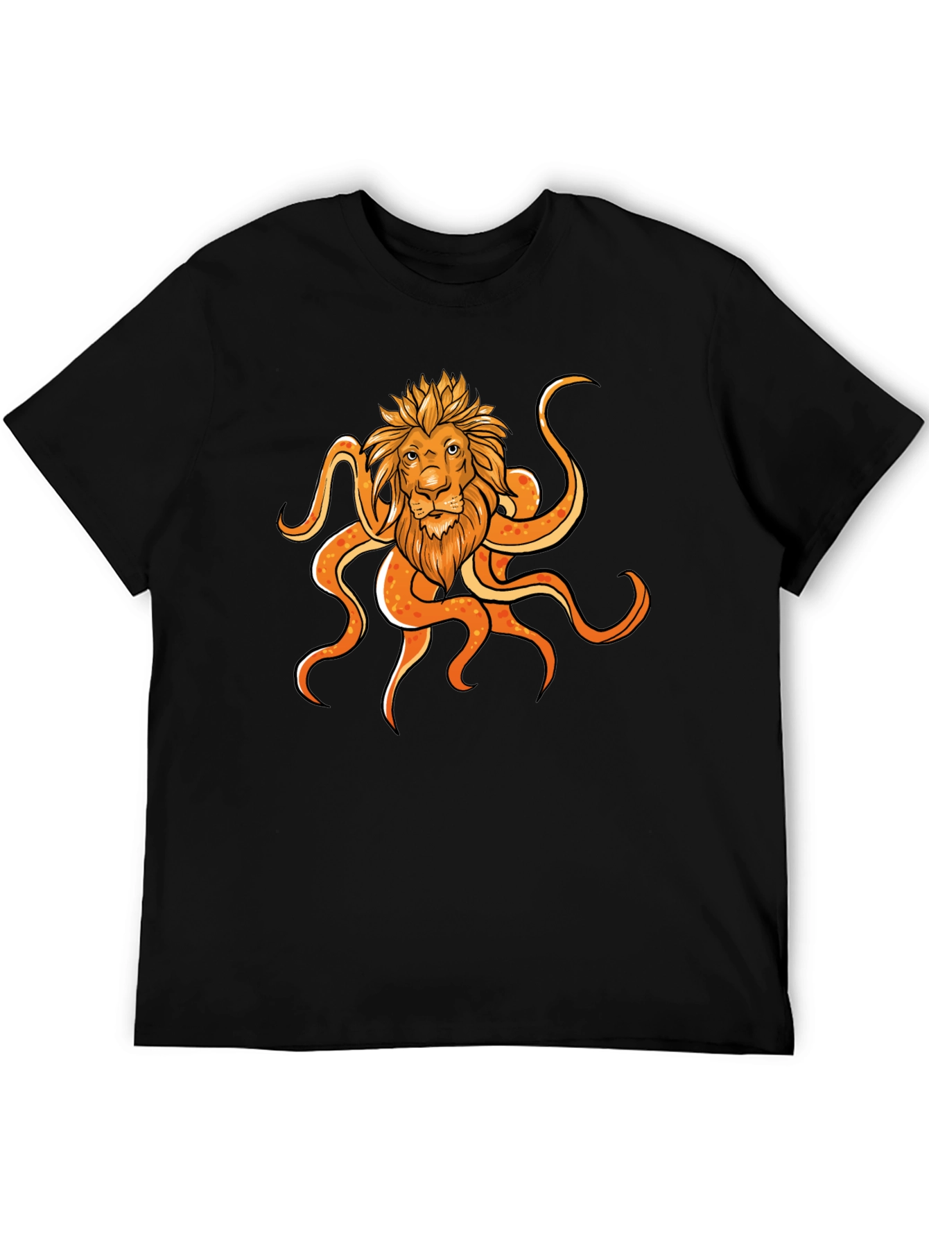 Black Lion Octopus Graphic Black T-Shirt view 5