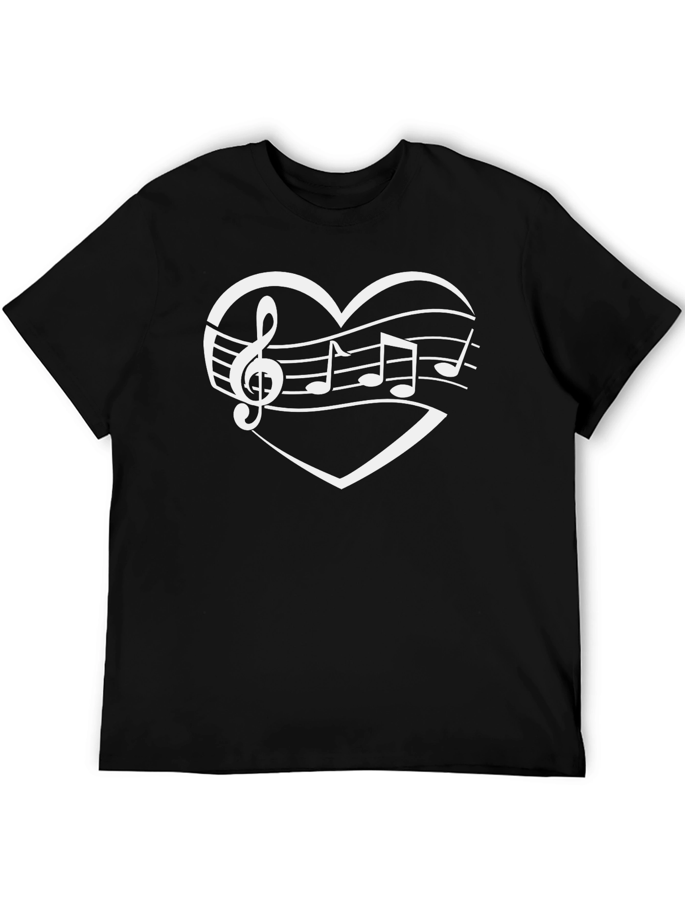 Black Music Lover's Heart Graphic T-Shirt - Black view 5