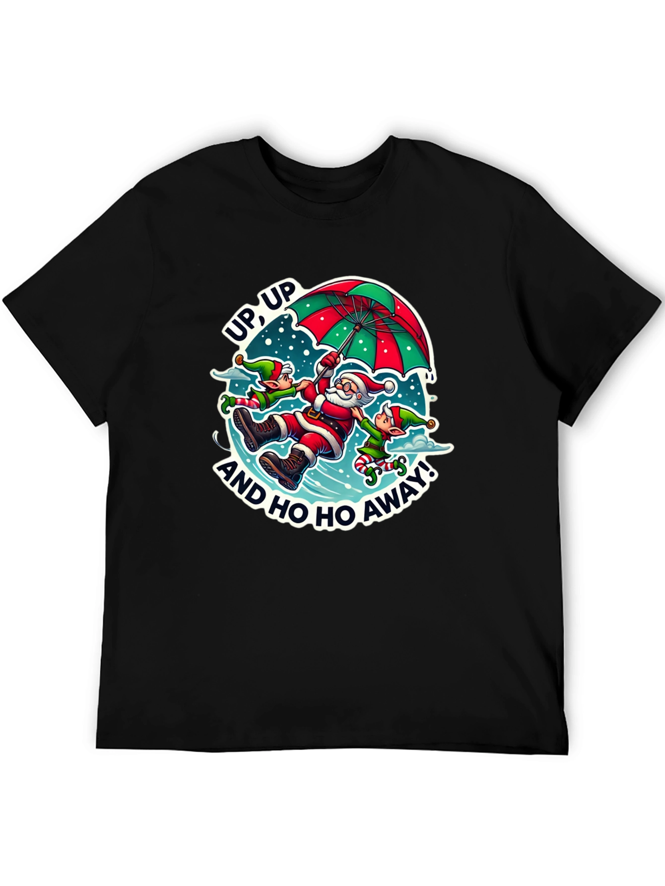 Black Santa & Elves Graphic Tee - Holiday Humor view 5